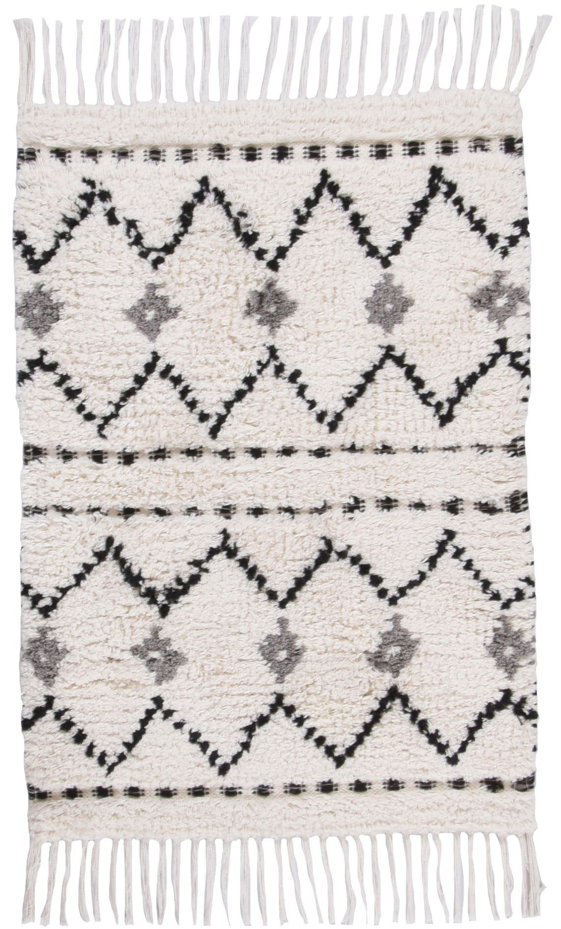 TOM TAILOR HOME Badmat Ethno Bath Badmat, Berber-look, met franjes, zigzagpatroon, 100% katoen (1 stuk)