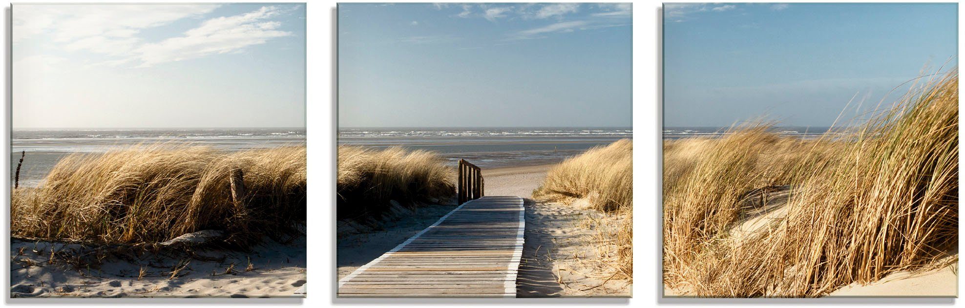 Artland print op glas Nordseestrand auf Langeoog Steg