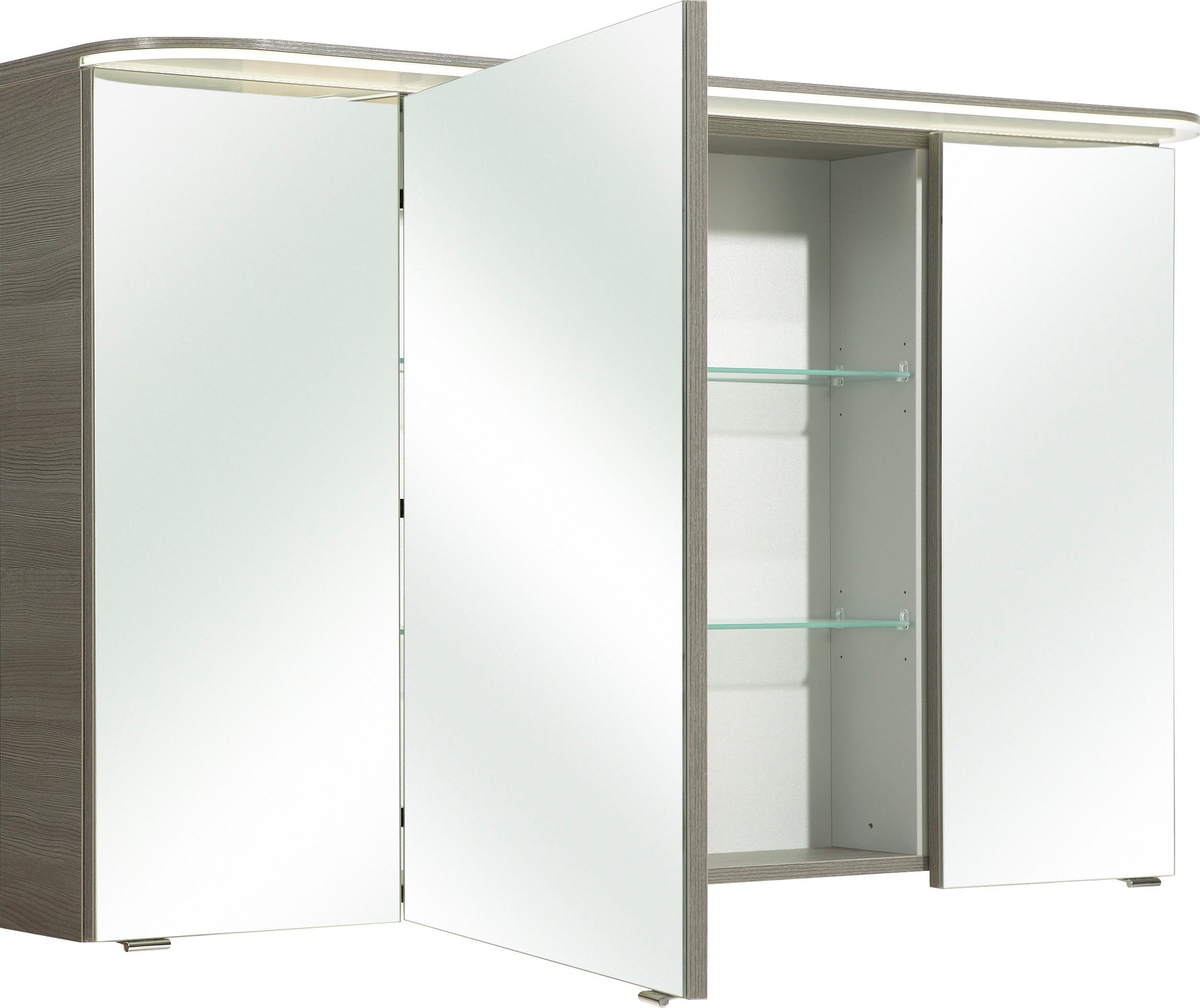 Saphir Spiegelkast Balto sprint badkamerkast met led-kransarmatuur, 120 cm breed, 3 deuren Schakelaar-/ stopcontactcombinatie, inclusief deurdemper, 987LM, 12 V led