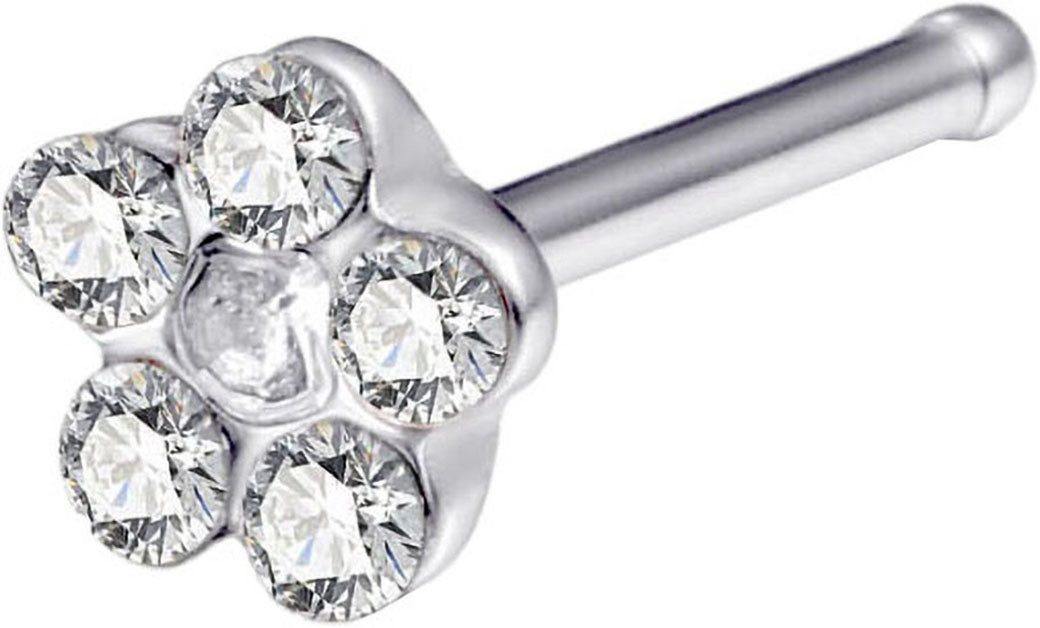 Firetti Neuspiercing-set Multipack sieraden cadeau roestvrijstalen piercing neussteker bloem (set 7-delig)