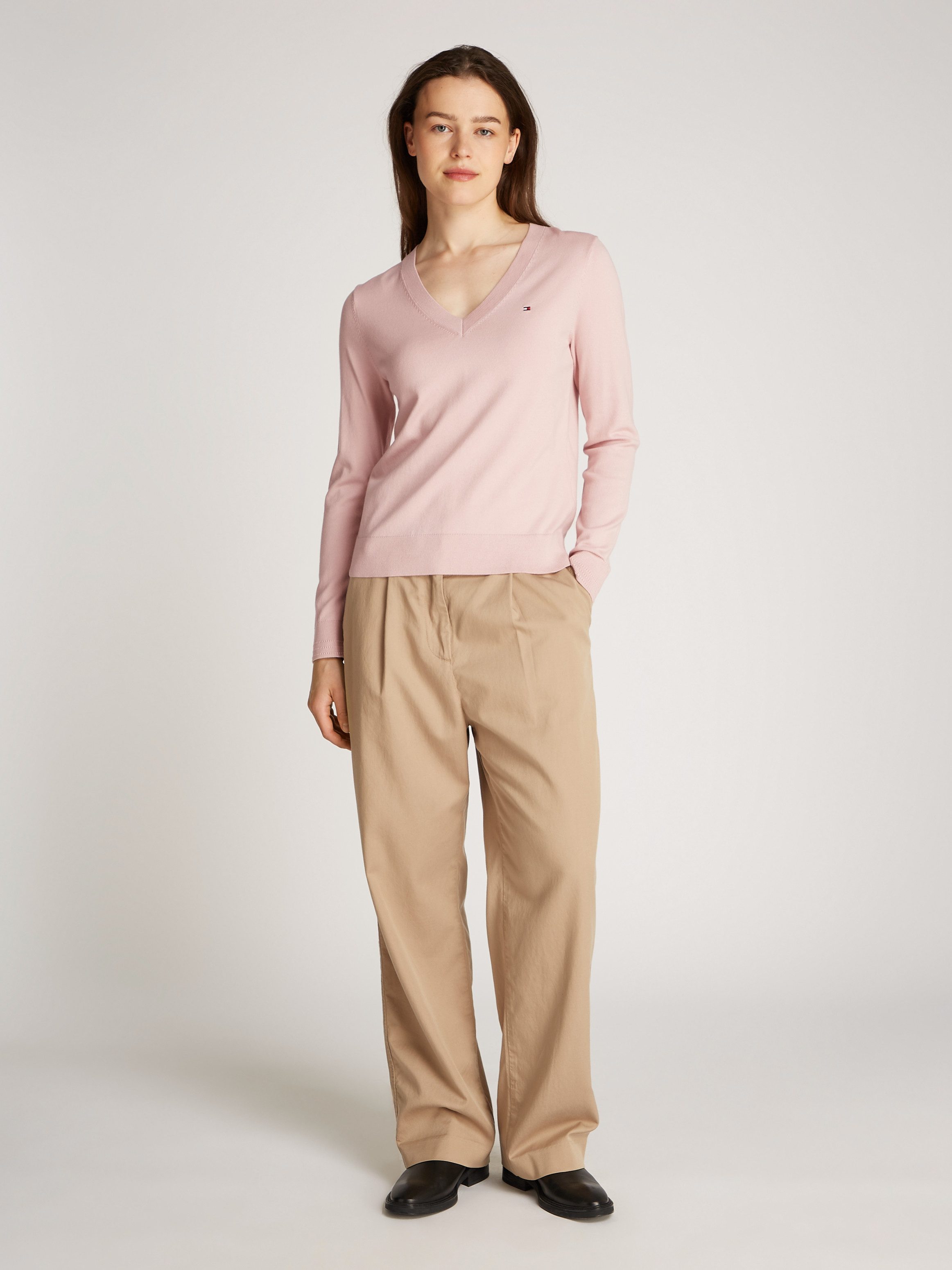 Tommy Hilfiger Trui met V-hals met logoborduursel