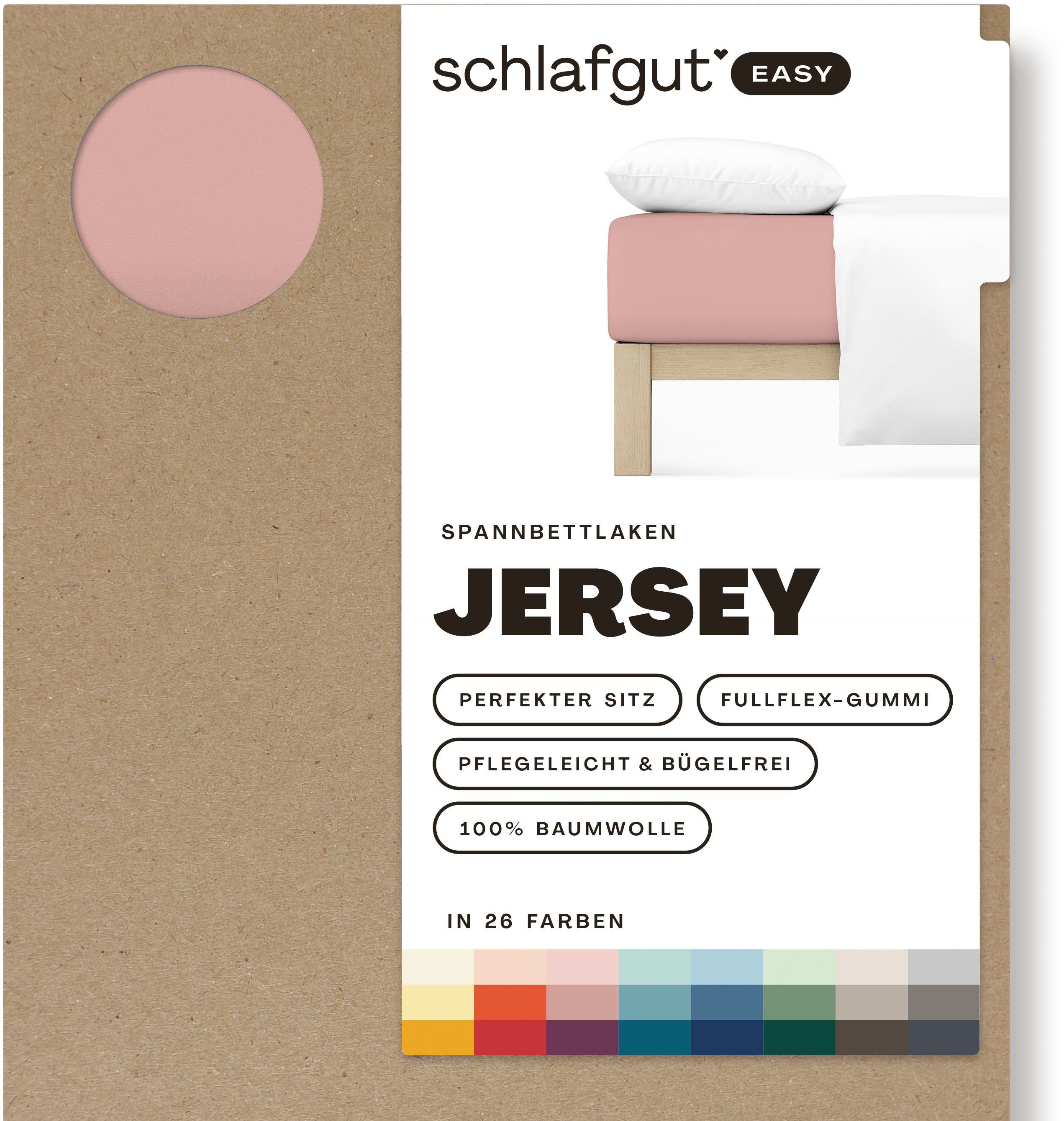 Schlafgut Hoeslaken EASY van 100% katoen, zacht & absorberend, merk-beddengoed voor matrassen tot 22 cm hoogte, in 90x200, 140x200 of 180x200 cm (1 stuk)