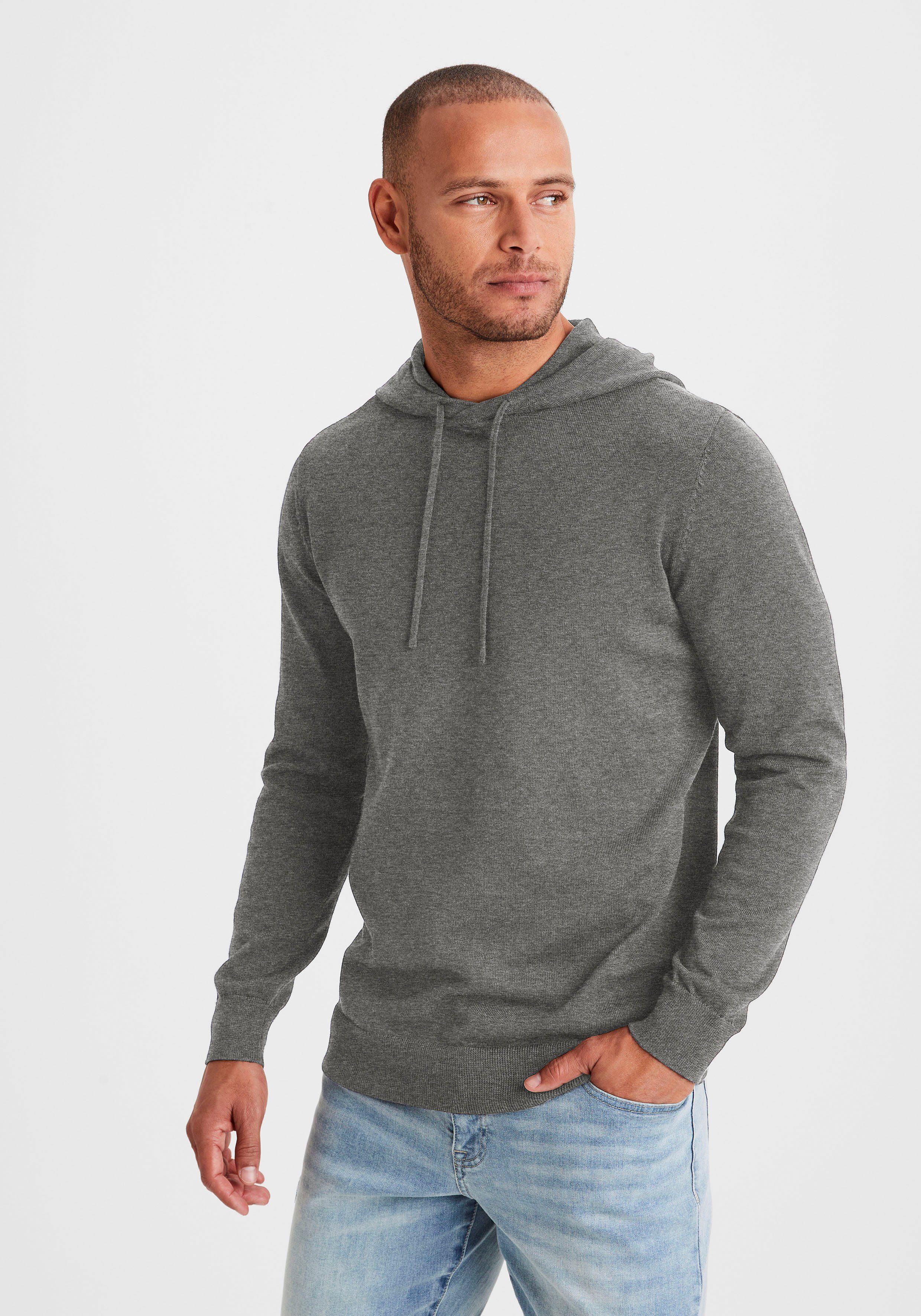 H.I.S Gebreide trui Met capuchon, regular fit Pullover met ronde hals, fijn breiwerk, katoenmix