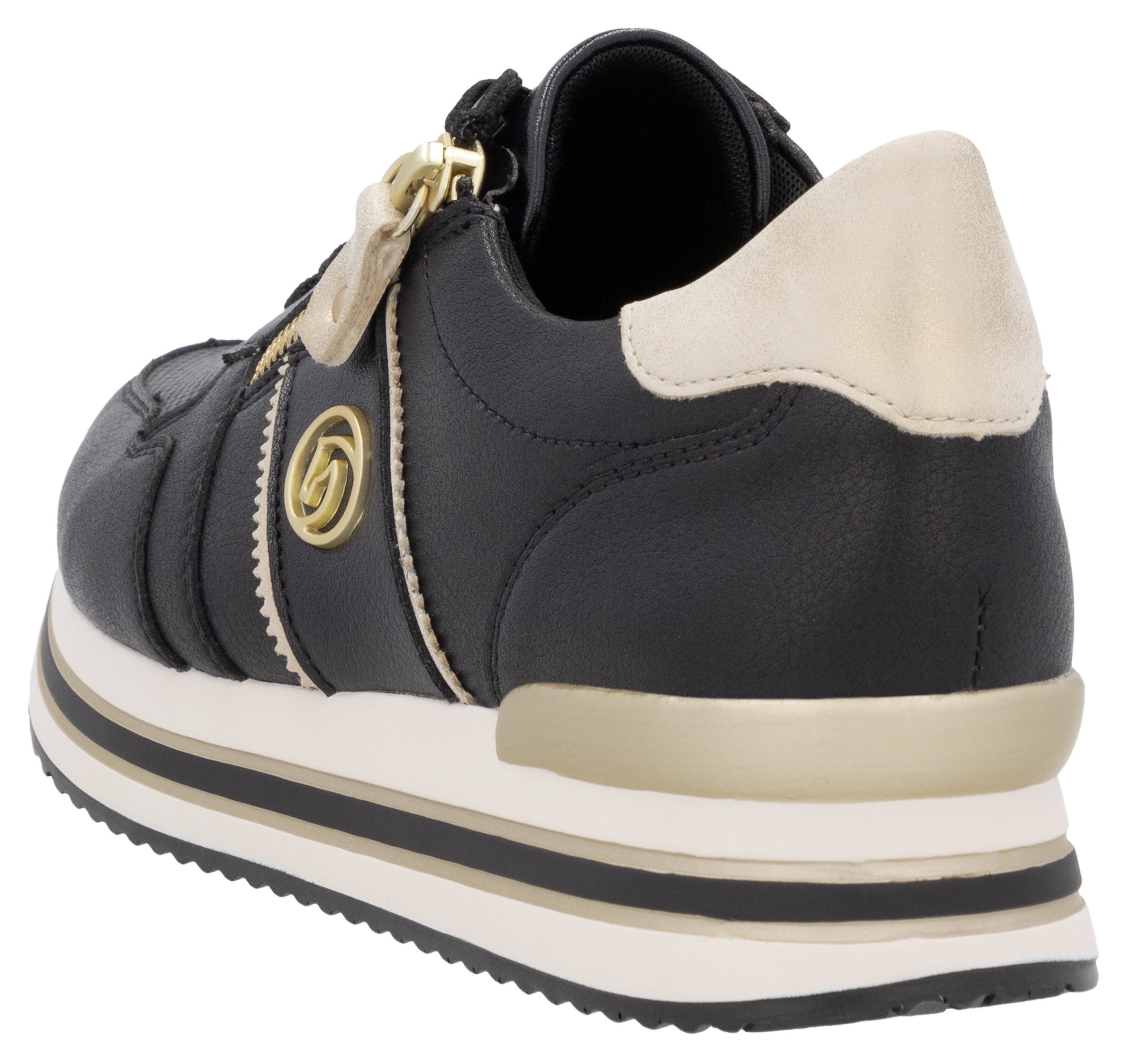 Remonte Plateausneakers , vrijetijdsschoen, lage schoen, veterschoen met zijrits