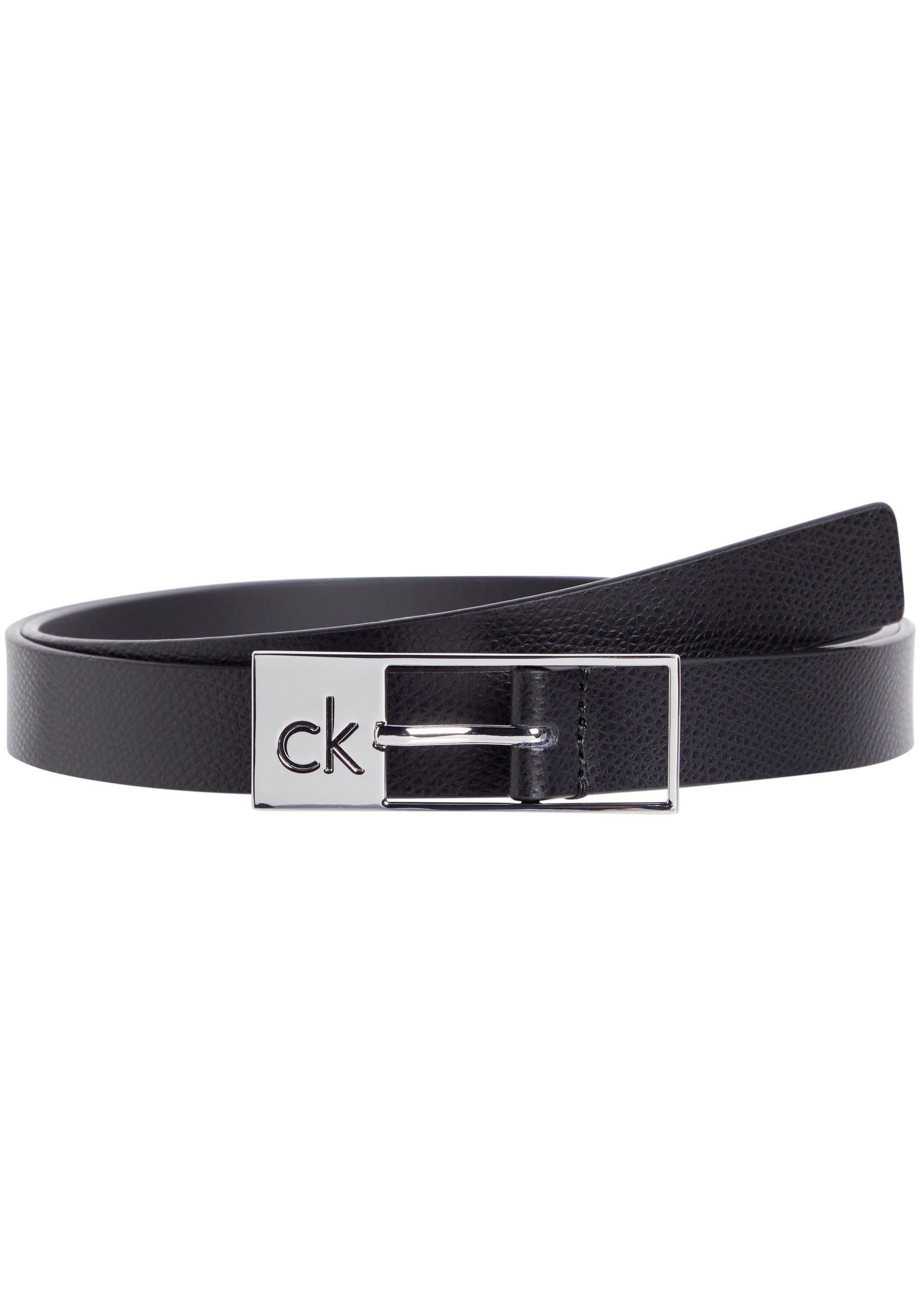 Calvin Klein Leren riem CK CUT SQUARE BUCKLE 2.0_CAVIAR Logoprand, eenvoudige doornsluiting