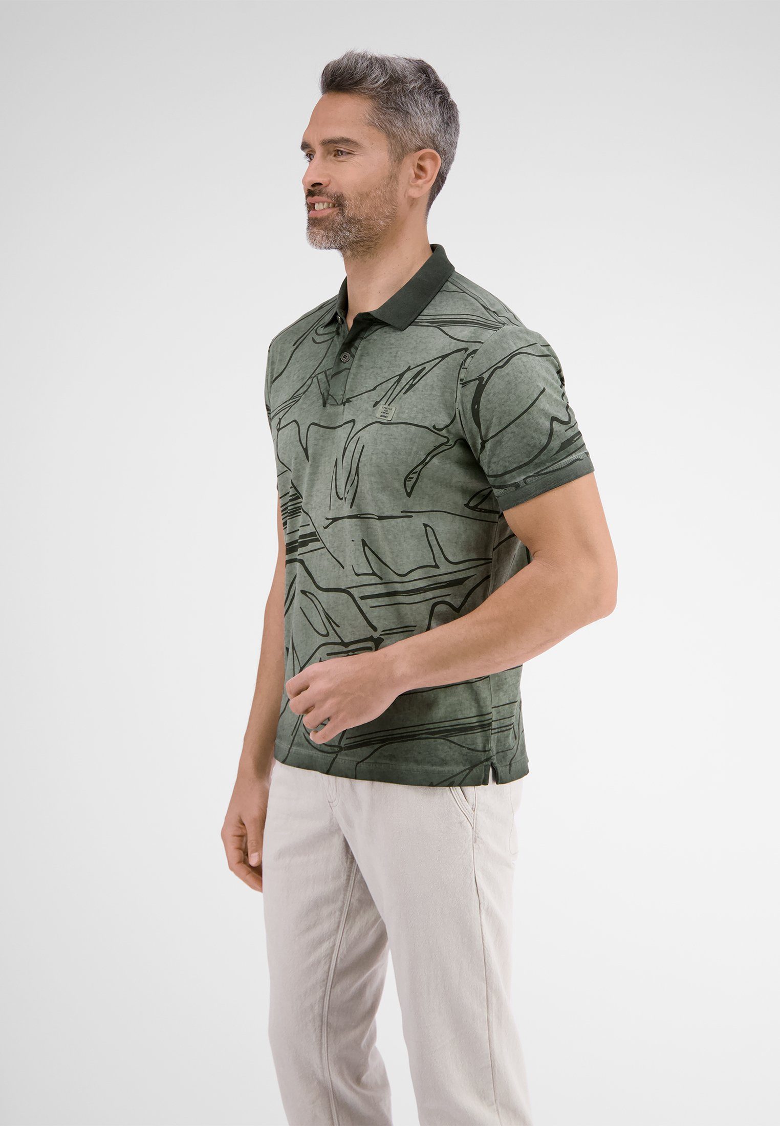 Lerros Poloshirt LERROS poloshirt *bloemlijnen*