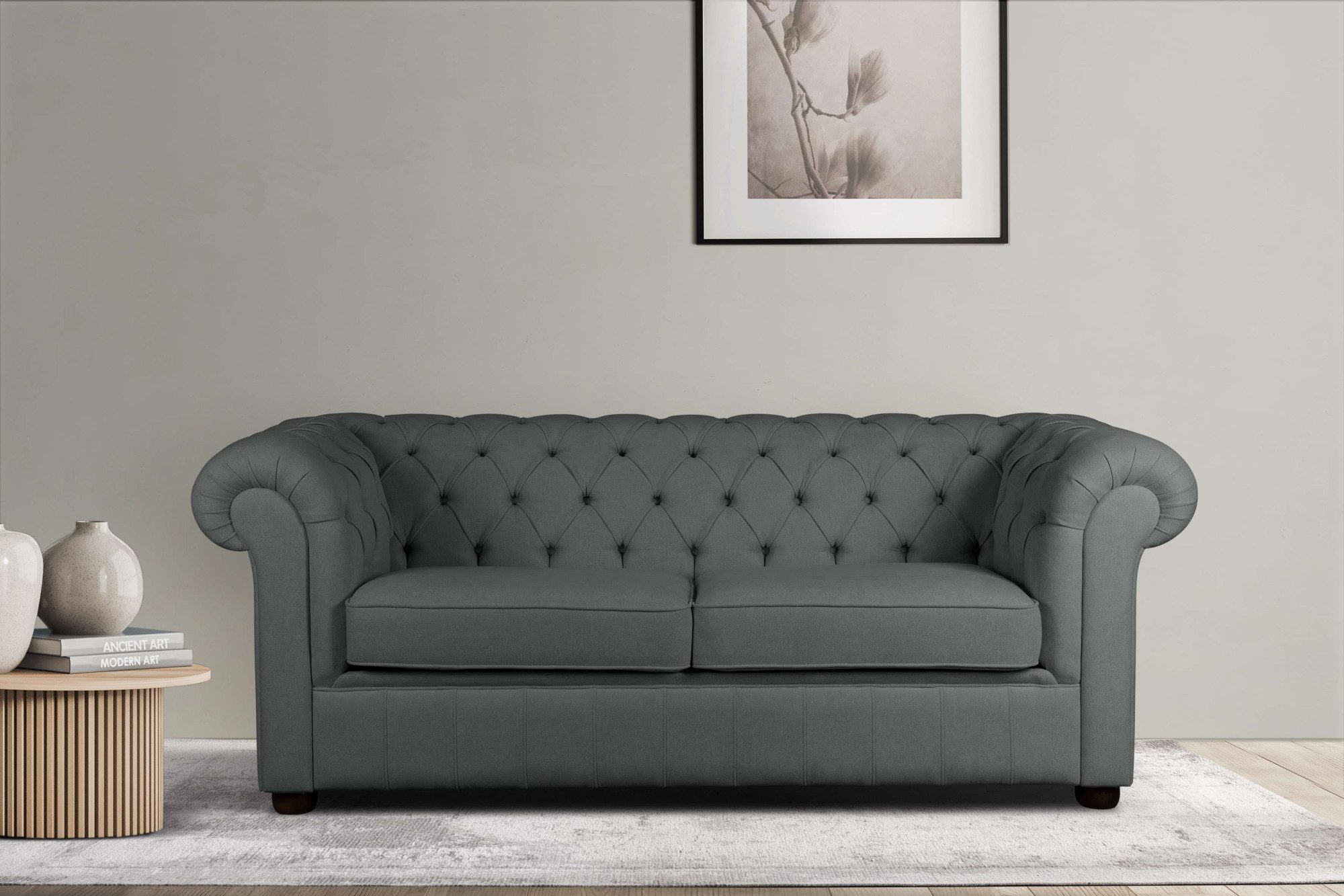Home affaire 3-zitsbank CHARENTE, optionele slaapbank, Chesterfield-sofa, bedfunctie met edele knoopbevestiging en typische armleuningen, b/d/h 198/89/74 cm
