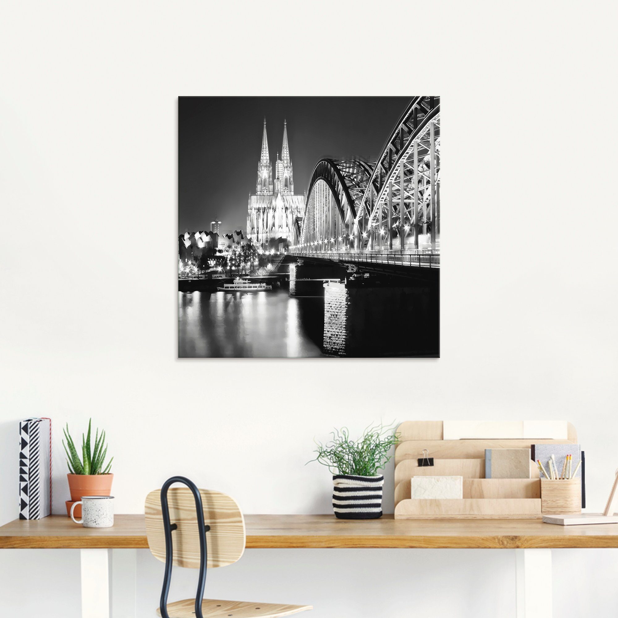 Artland Print op glas Keulen Skyline abstracte collage 19