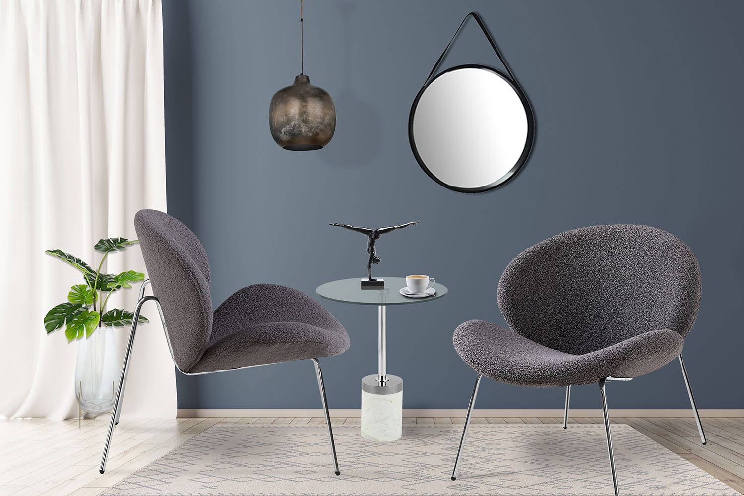 Kayoom Stoel Jaden 125 2-pack, in trendy stof met kreukeleffect Esthetisch minimalistisch ontwerp, bouclé stof, breed zitten (set, 2 stuks)
