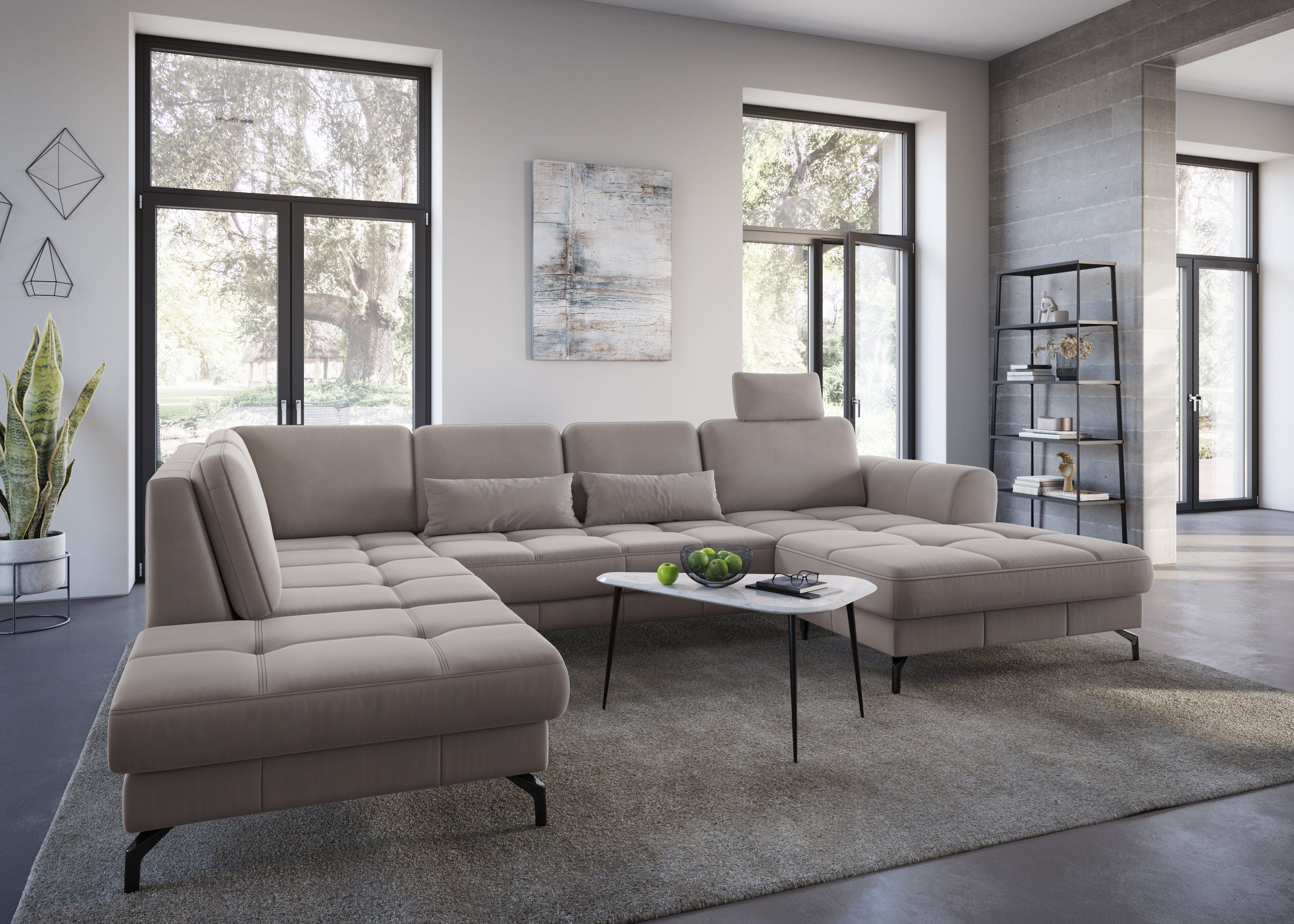 sit&more Zithoek Bendigo U-vorm inclusief zitdiepteverstelling, bodemvrijheid 12 cm, in 2 pootkleuren
