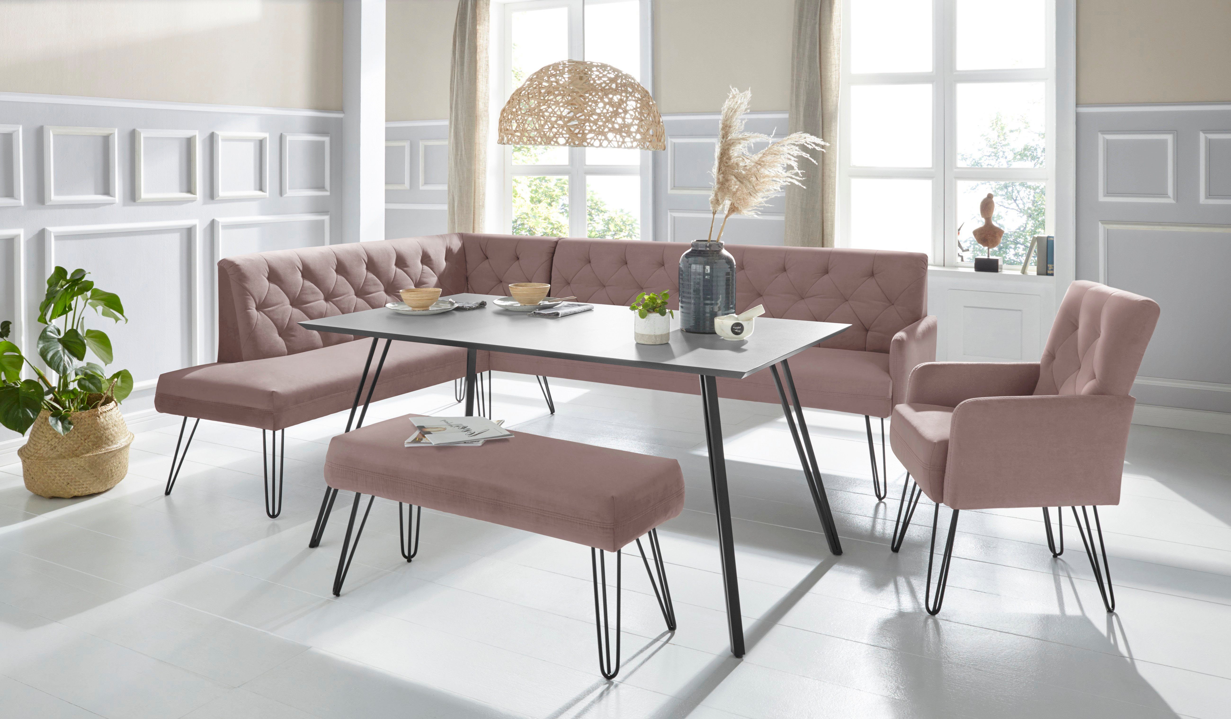 exxpo - sofa fashion Hoekbank Doppio, Chesterfield look, comfortabel en handig, hoge designvoeten