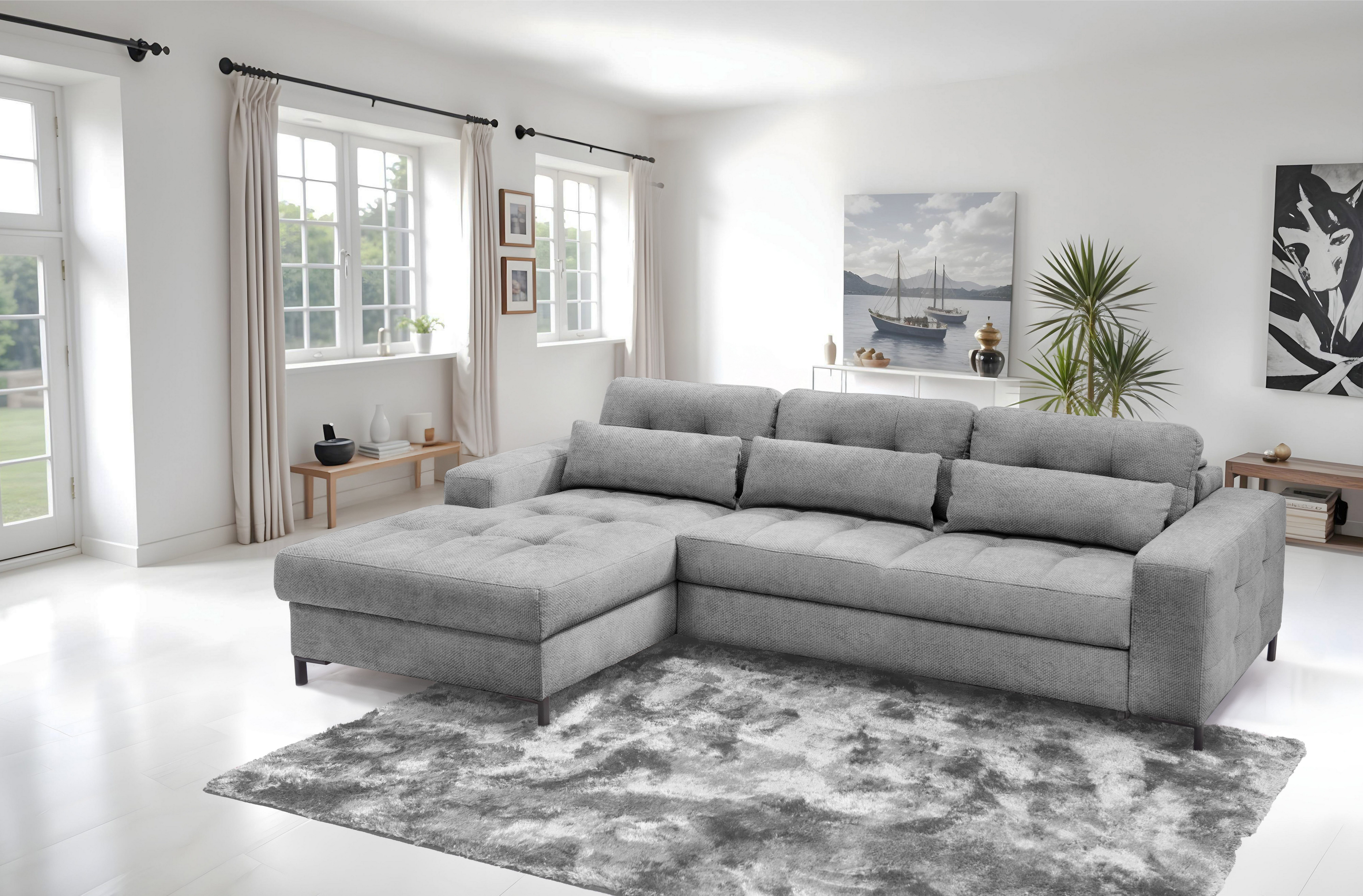 exxpo - sofa fashion Hoekbank Bonito, met rug- en zitdiepteverstelling, inclusief bed & bedlade