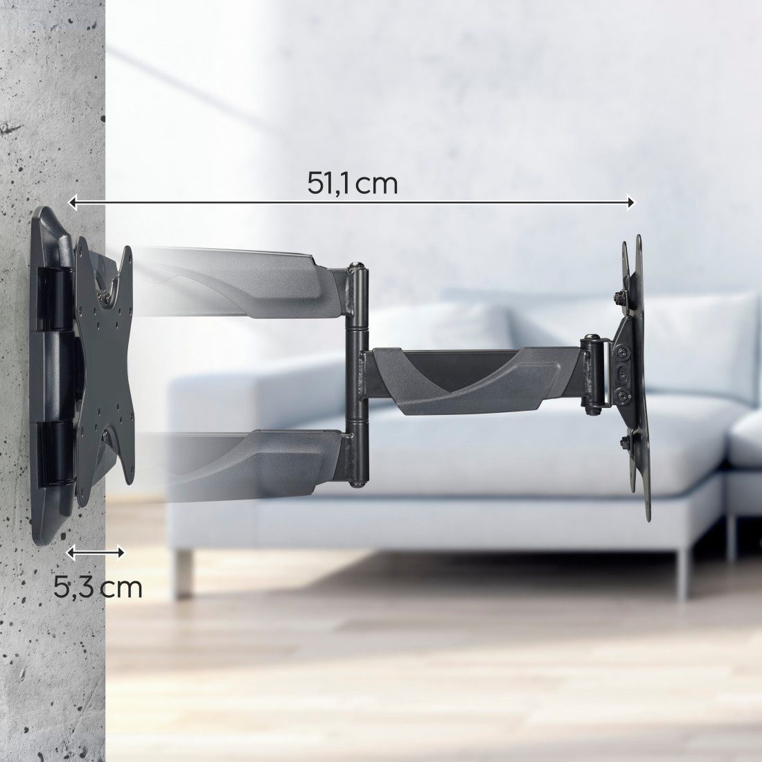 Hama Tv-wandhouder Beugel, draaibaar, kantelbaar, uitschuifbaar van 48 - 122 (19" - 48")
