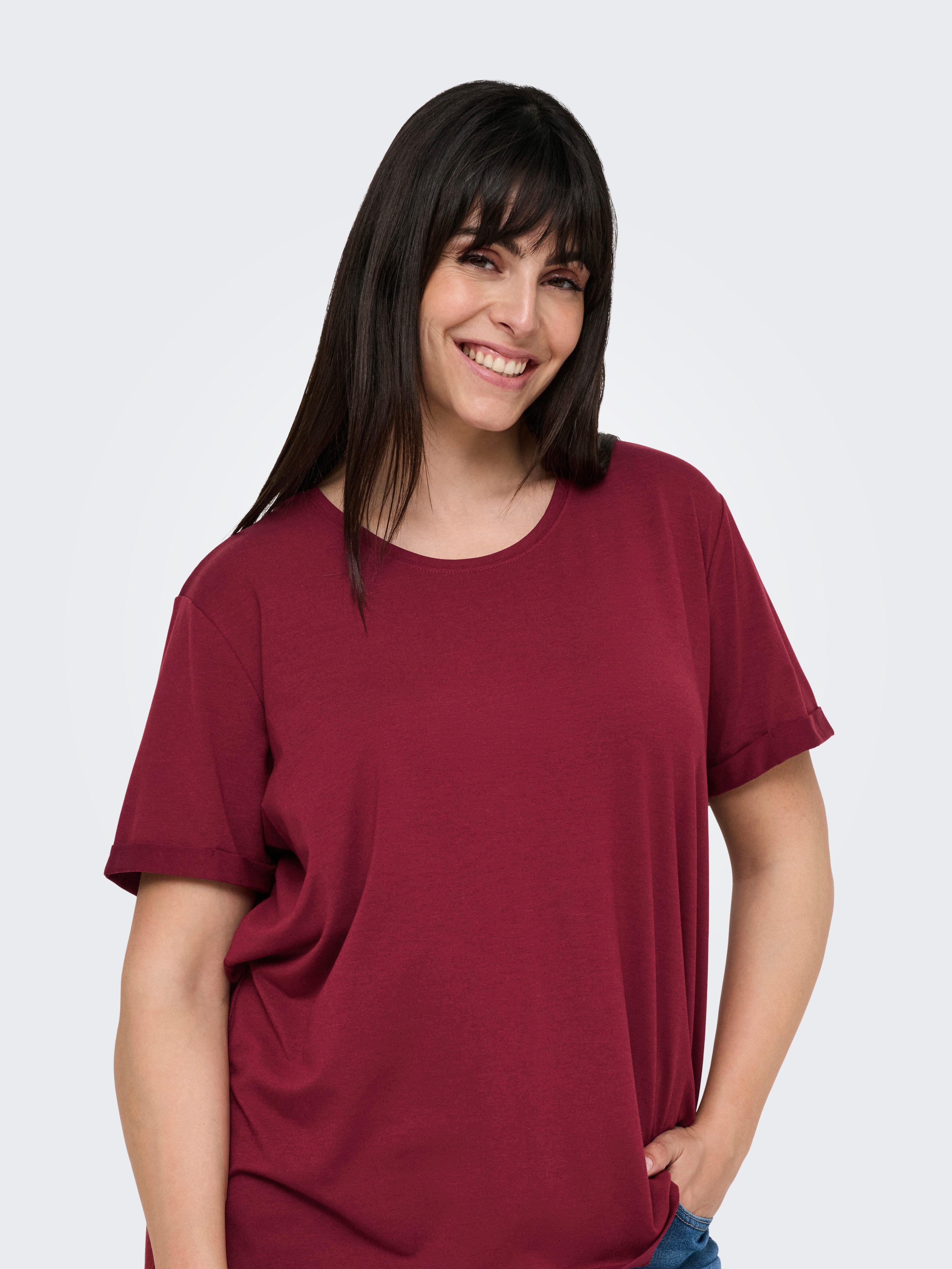 ONLY CARMAKOMA Shirt met korte mouwen CARMOSTER S/S FOLD UP TOP JRS NOOS