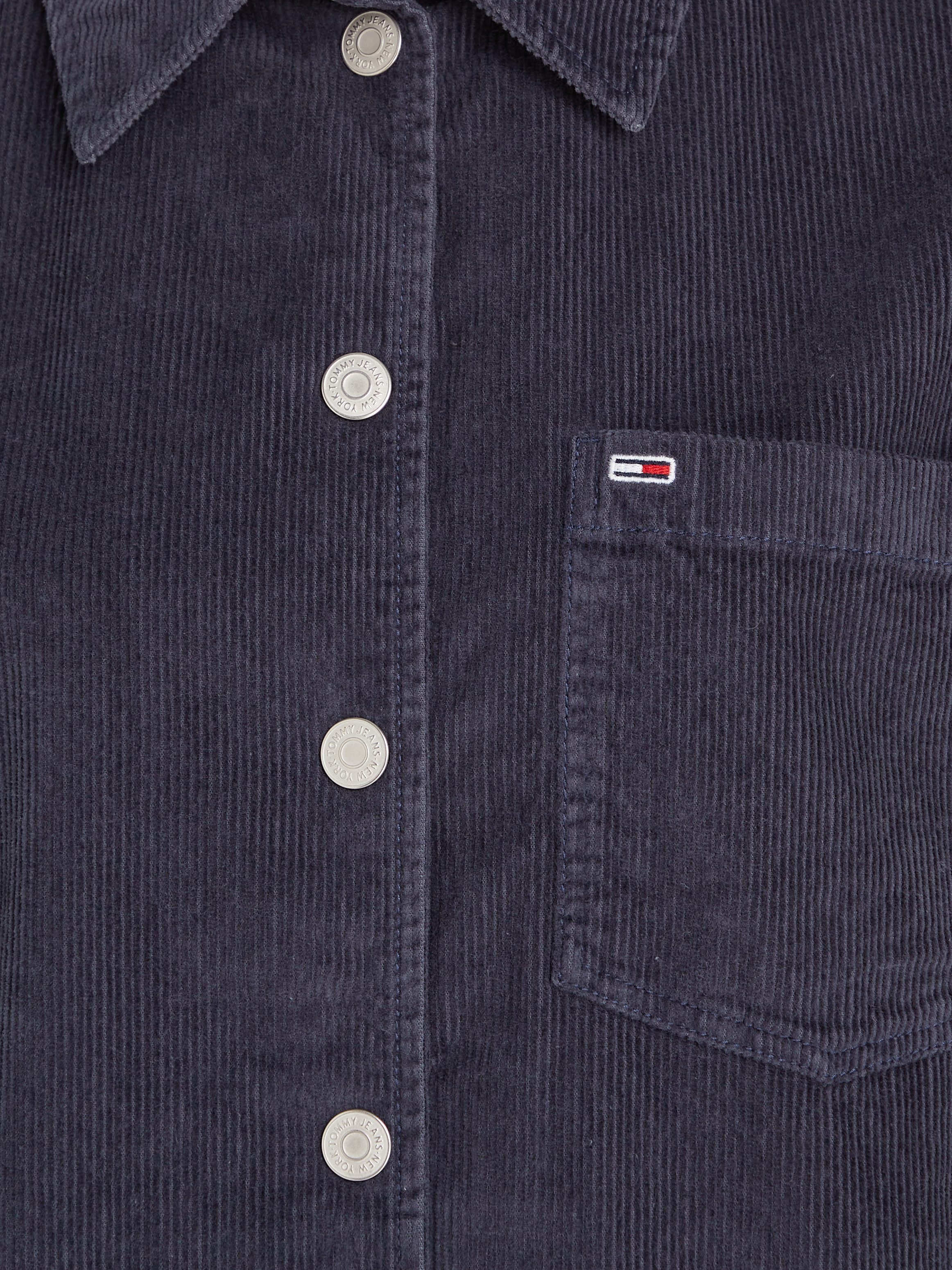 Tommy Jeans Curve Overhemdblouse TJW WASHED CORD OVERSHIRT EXT Grote maten, fijncord, drukker, afgeronde zoom