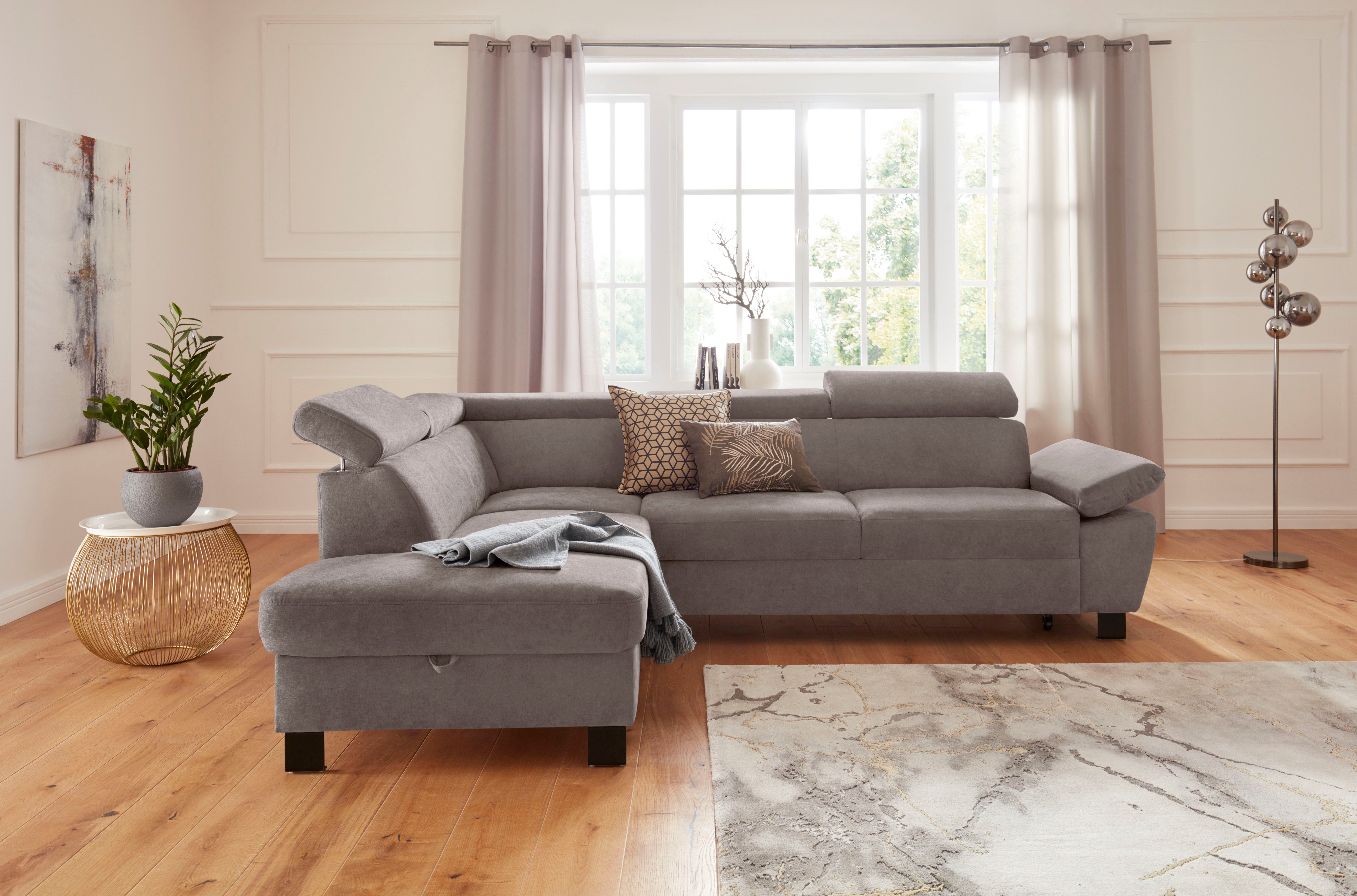 exxpo - sofa fashion Hoekbank met verstelbare hoofdsteun en verstelbare armleuningen, naar keuze met slaapfunctie en bedkist