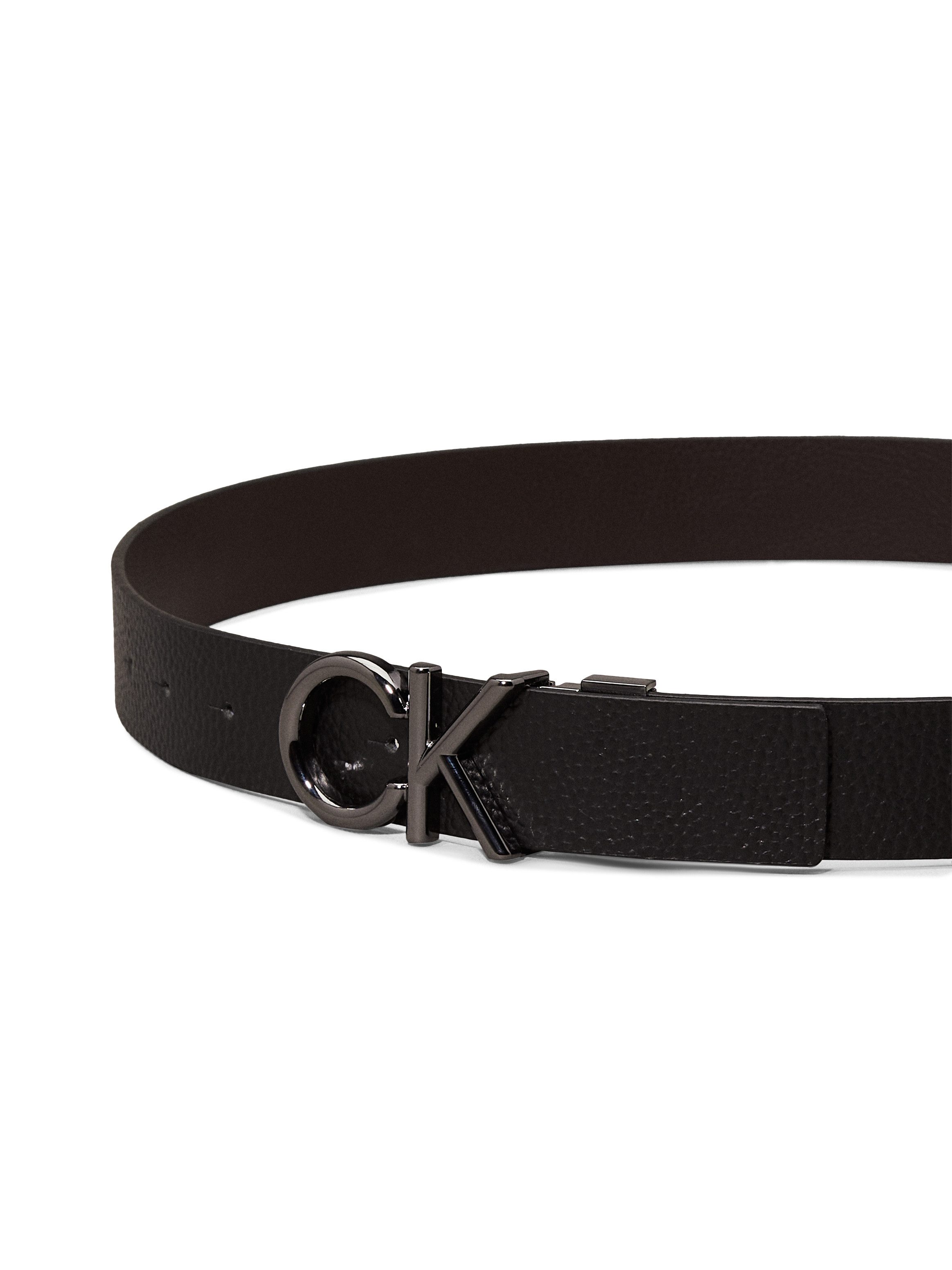 Calvin Klein Leren riem ADJ/REV CK METAL BOMBE PB 35MM