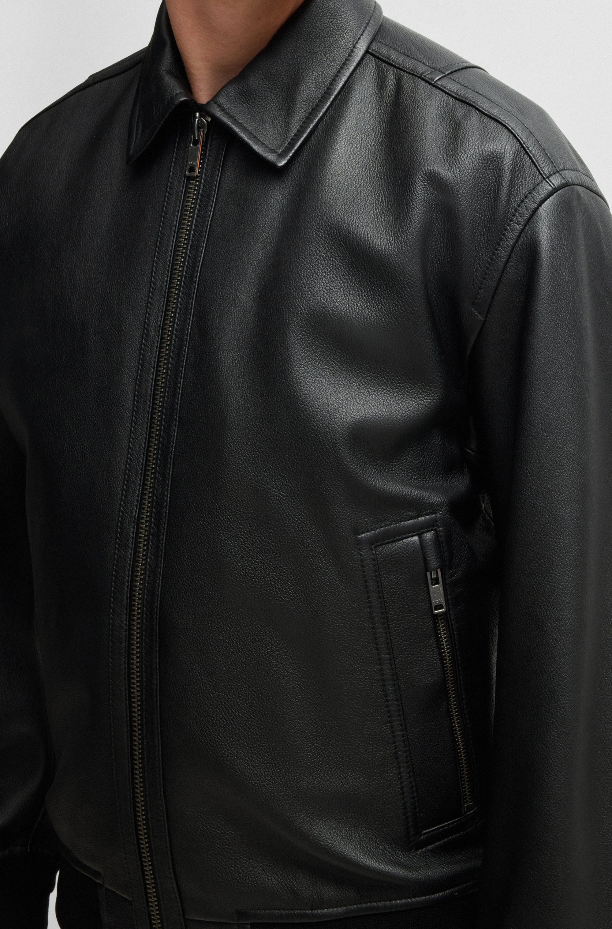 Boss Orange Leren jack Joloco in blousonmodel