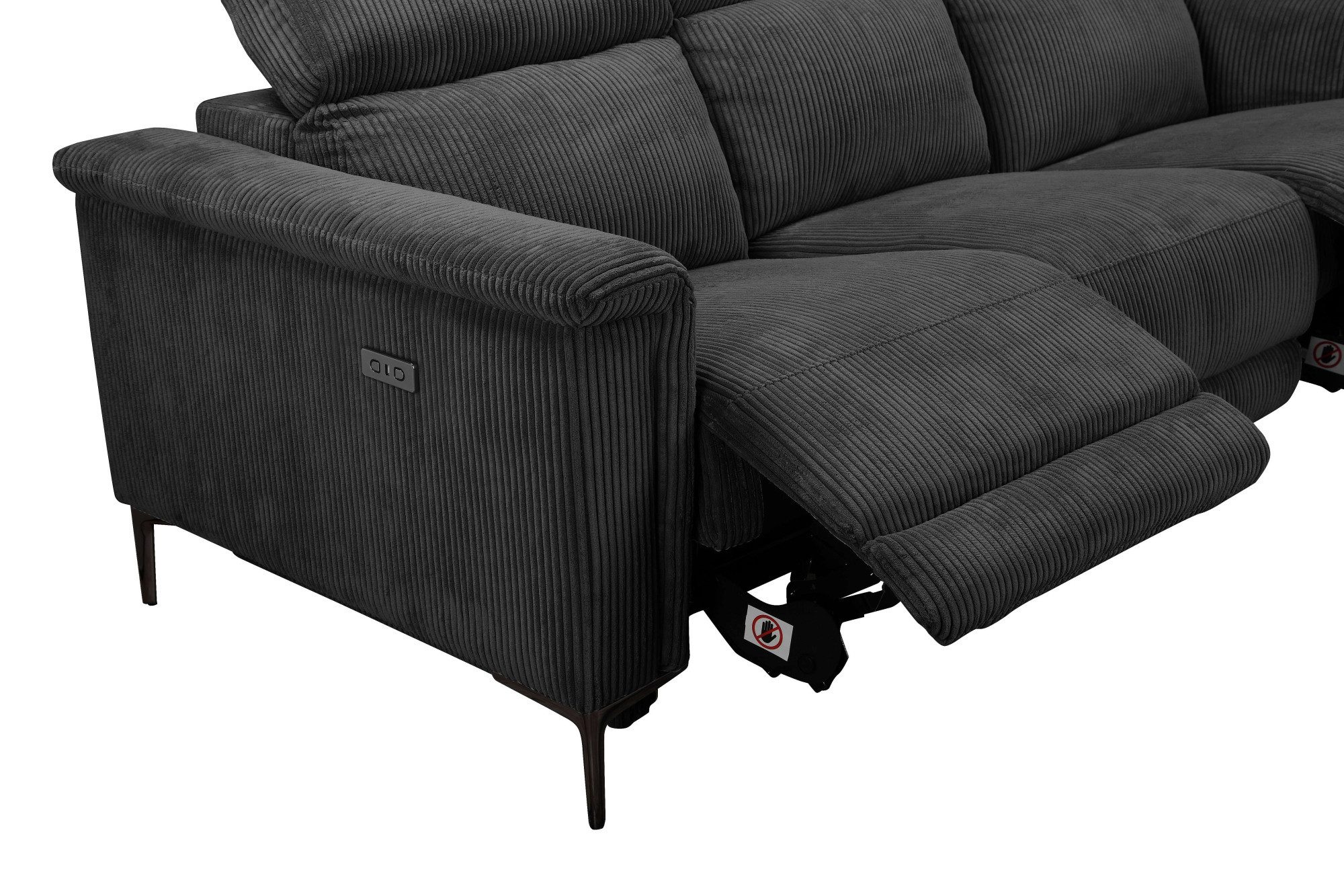 Places of Style 3-zitsbank Lund Cord, met handmatige of elektrische relaxfunctie in 2 zitplaatsen