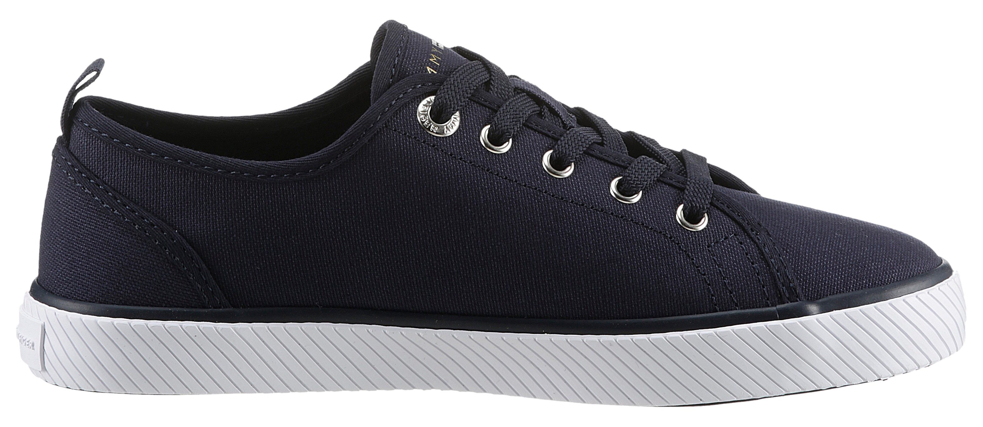 Tommy Hilfiger Plateausneakers VULC CANVAS SNEAKER , vrijetijdsschoen, lage schoen, veterschoen met praktische aantrek-lus