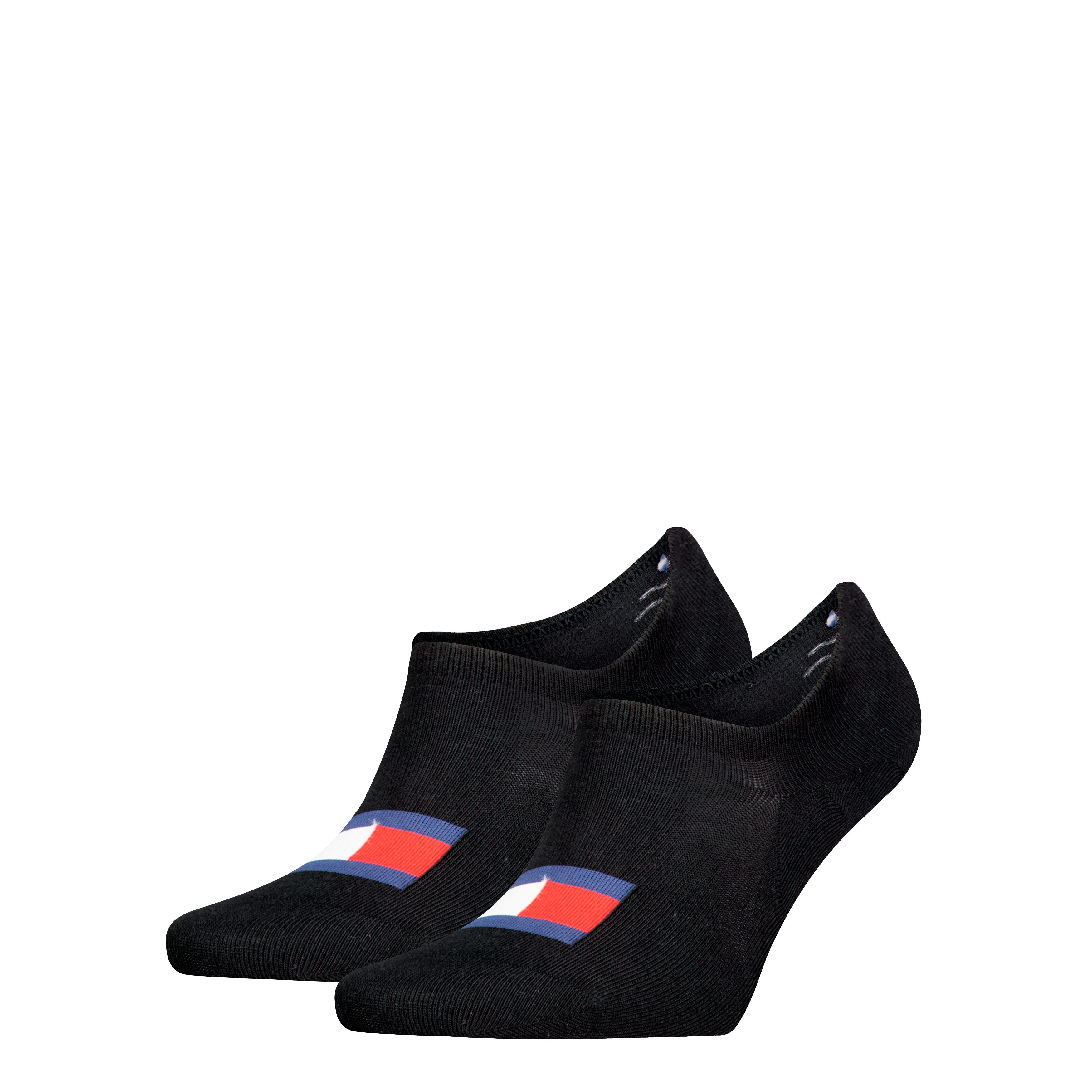 Tommy Hilfiger Enkelsokken TH UNI TJ FOOTIE 2P FLAG (2 paar) unisex sokken maat 43-46 zwart