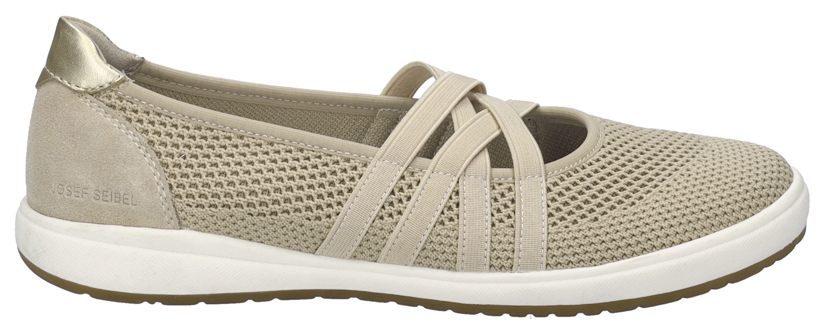 Josef Seibel Ballerina's met riempje Caren 67 , slipper, sneaker, instapschoen met metallic inzet op de hiel