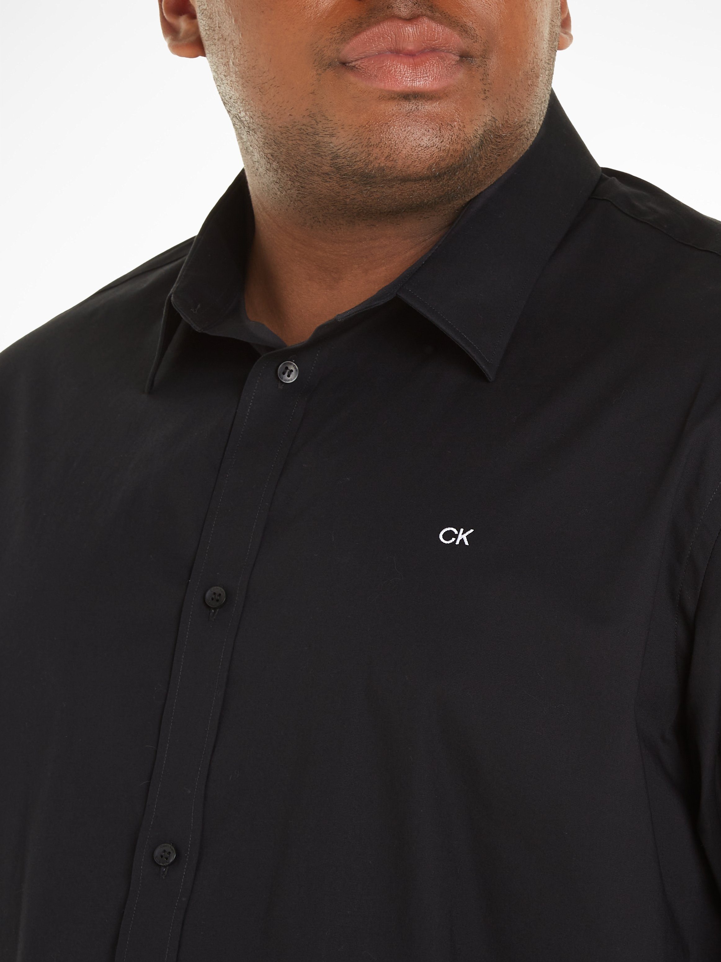 Calvin Klein Overhemd met lange mouwen BT_STRETCH POPLIN SLIM SHIRT in grote maten met doorlopende knoopsluiting