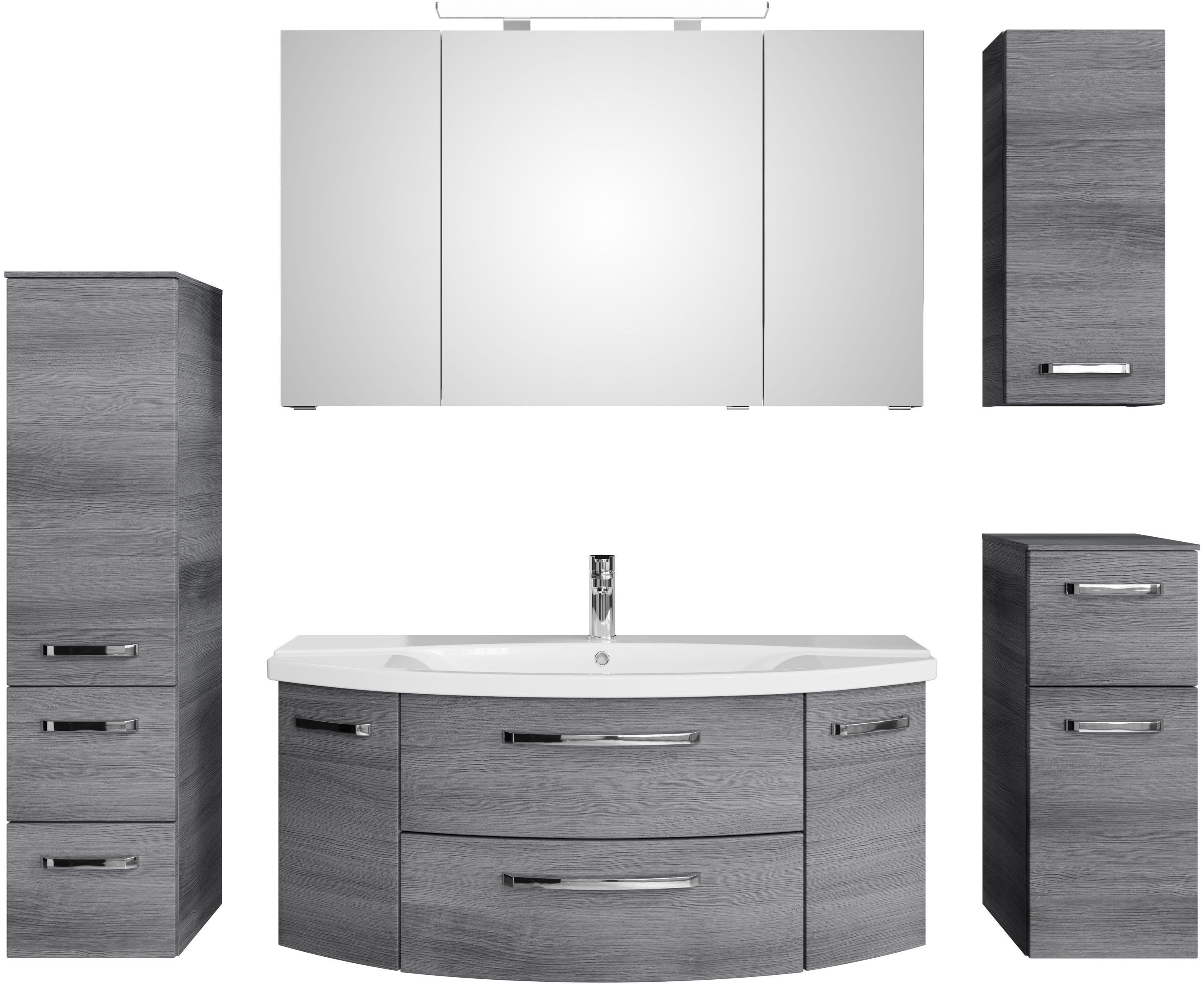 Saphir Badmeubelset Serie 4010 5-teilig Keramik-Waschtisch mit LED-Spiegelschrank (set)