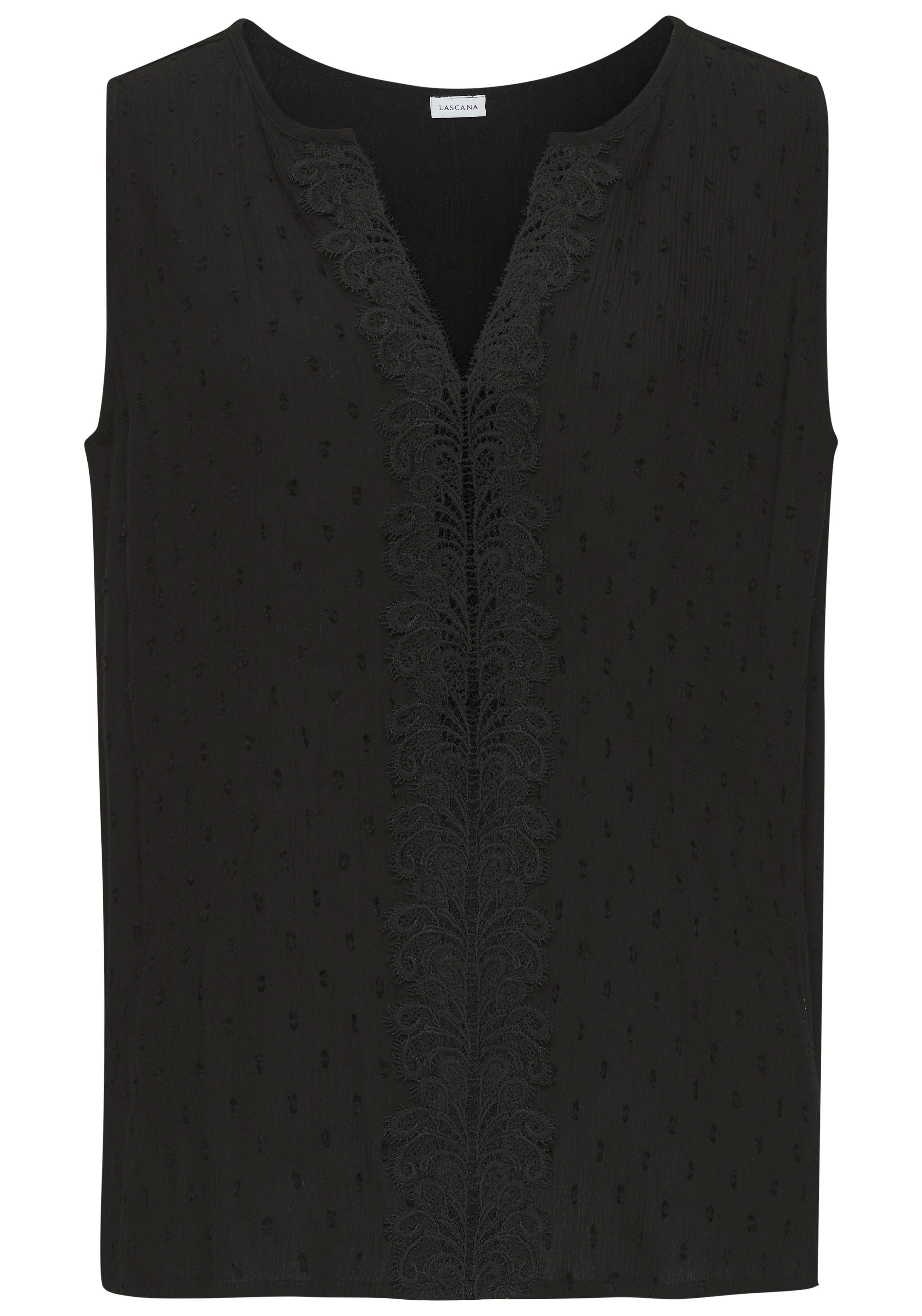 Lascana Crêpe-blouse met kanten beleg voor