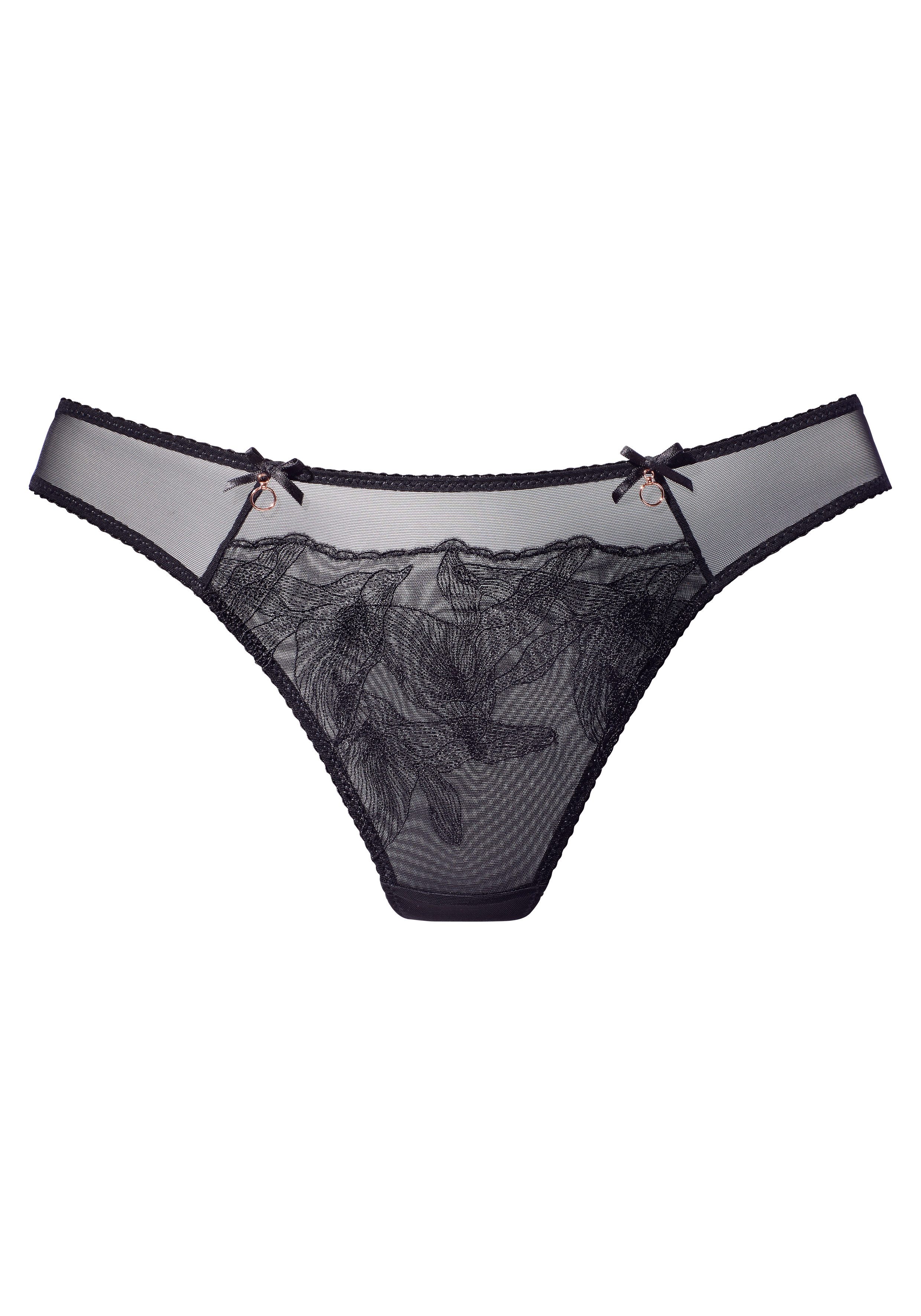Lascana String van mesh met delicate borduursels