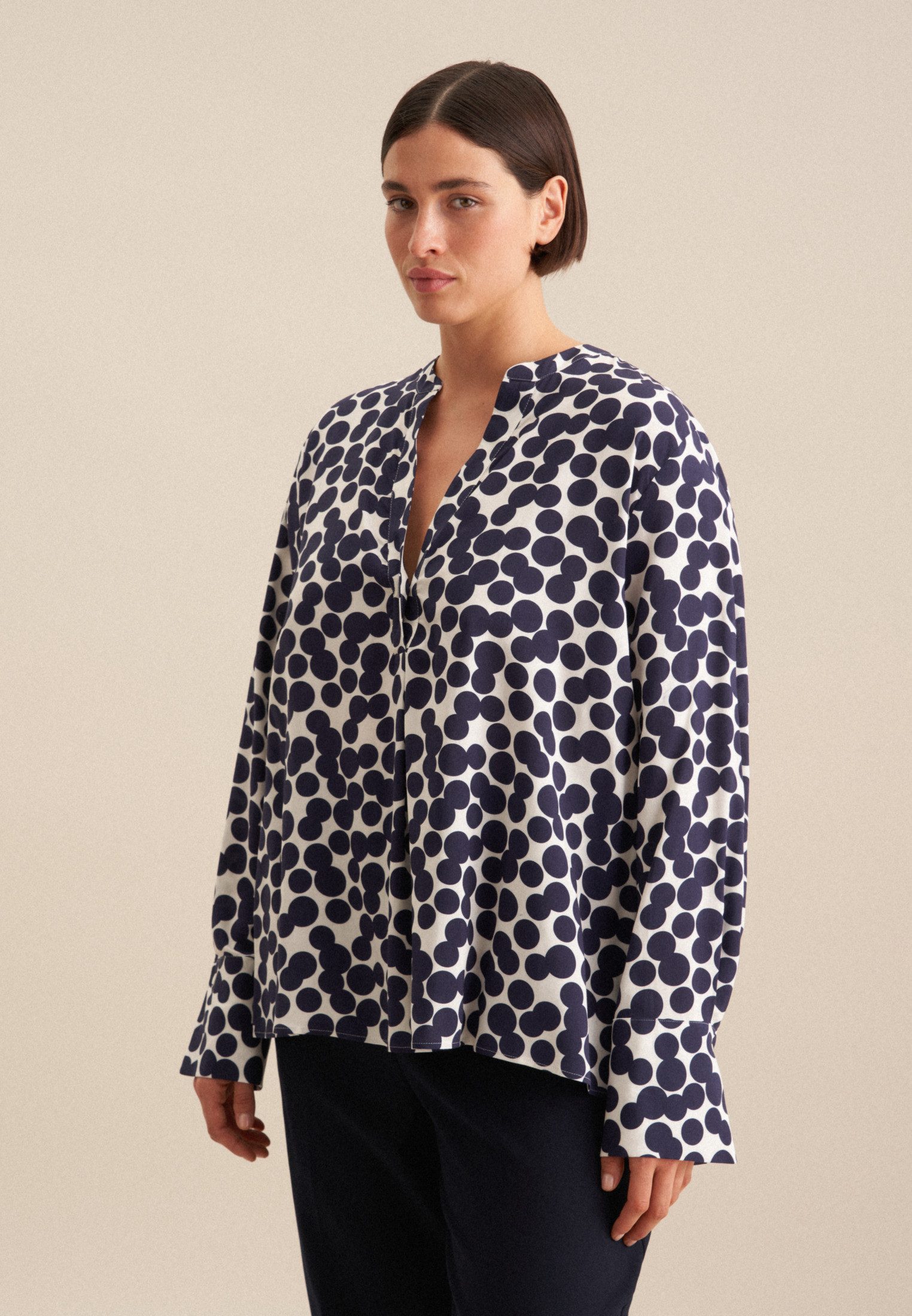 seidensticker Klassieke blouse Zwarte roos Tuniek stippen dames blouses maat 5XL (50) blauw