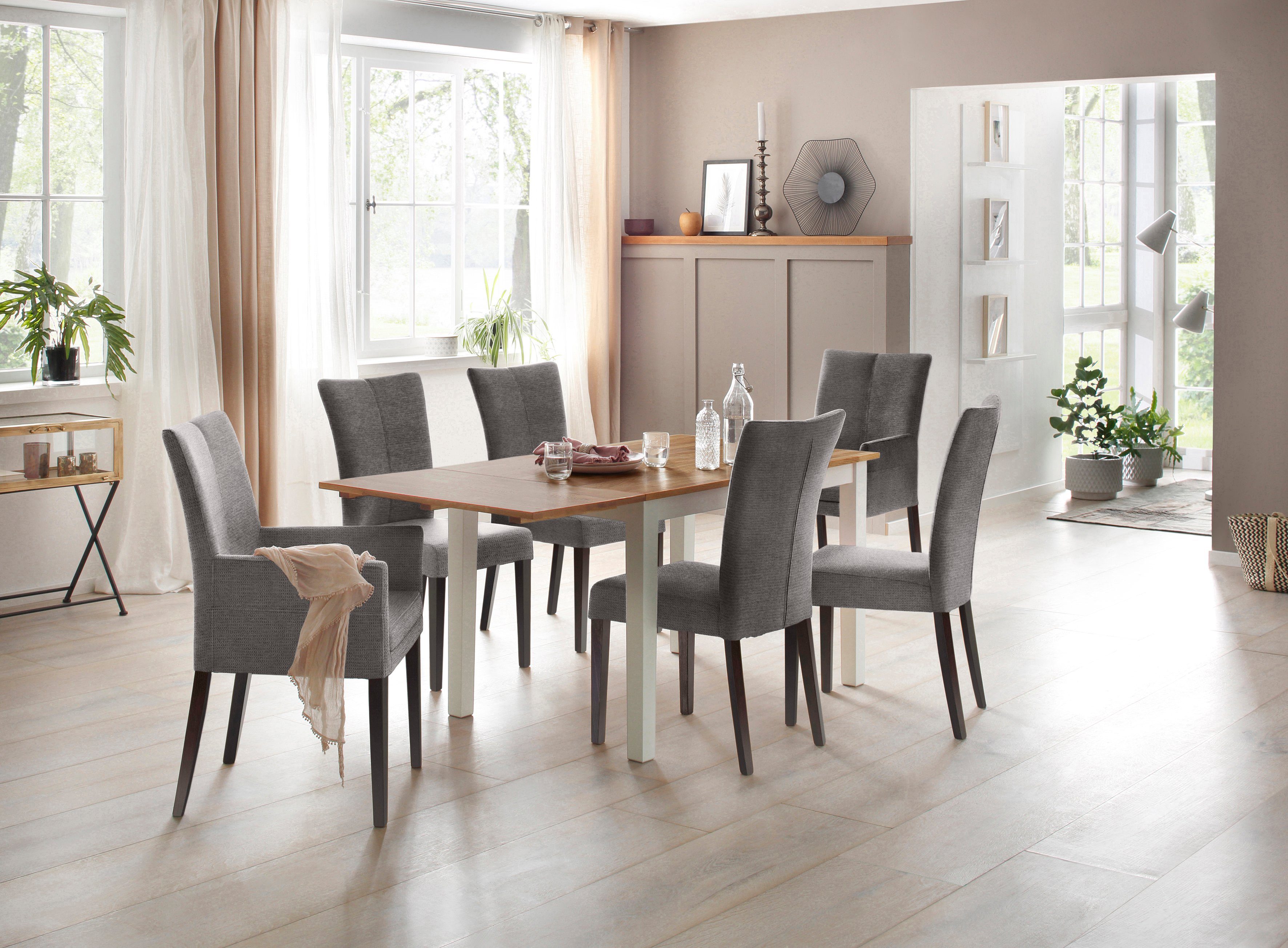 Home affaire Stoel met 4 poten Aspen Poten van massief beuken, wengékleurig gelakt (set, 2 stuks)