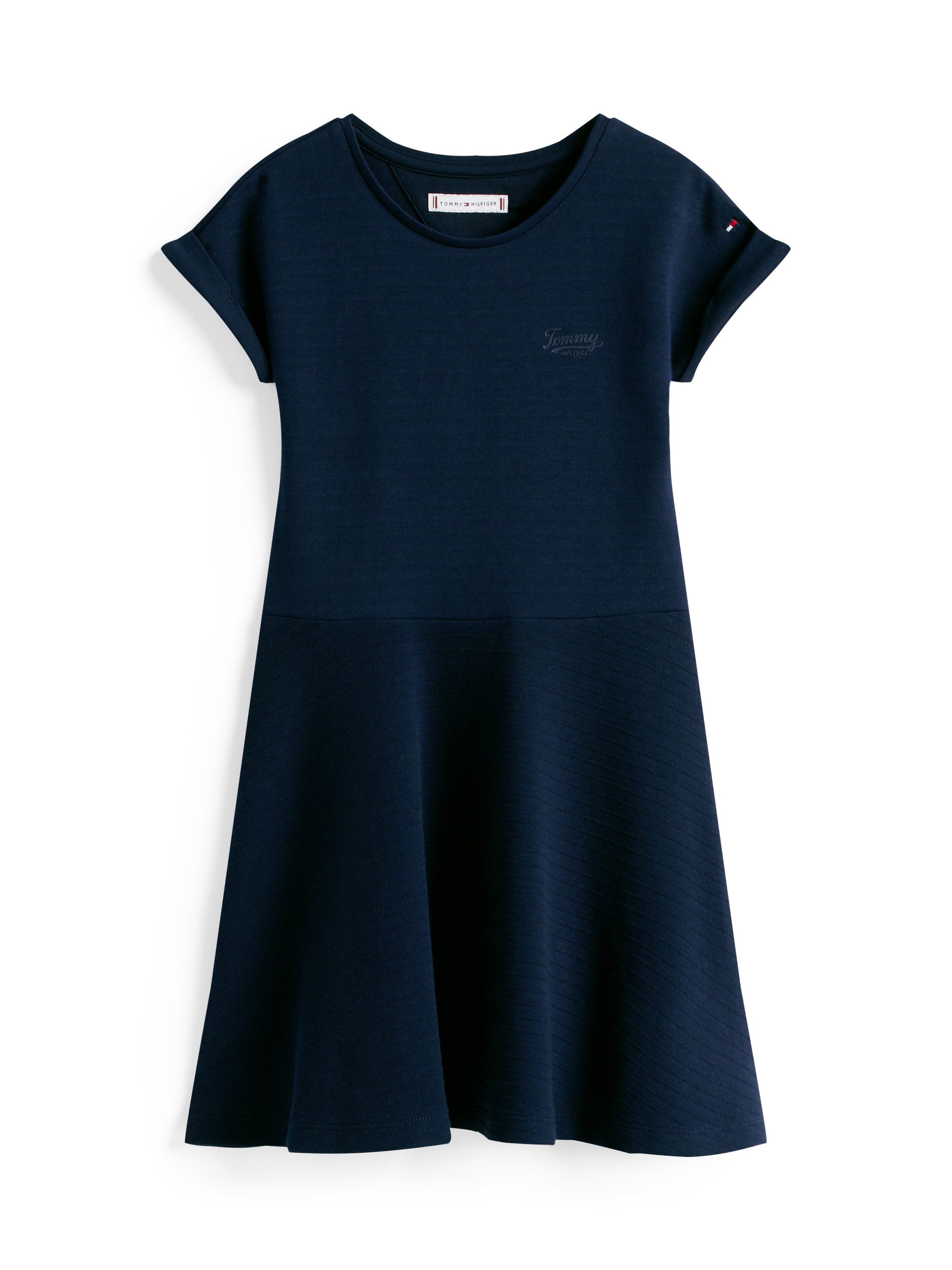 Tommy Hilfiger Jerseyjurk SPACER INTERLOCK DRESS voor kinderen tot 16 jaar met logo-opdruk