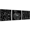 conni oberkircher´s wanddecoratie blackboard - abstracte kunst wiskunde met decoratieve klok, getallen, formules (set) zwart