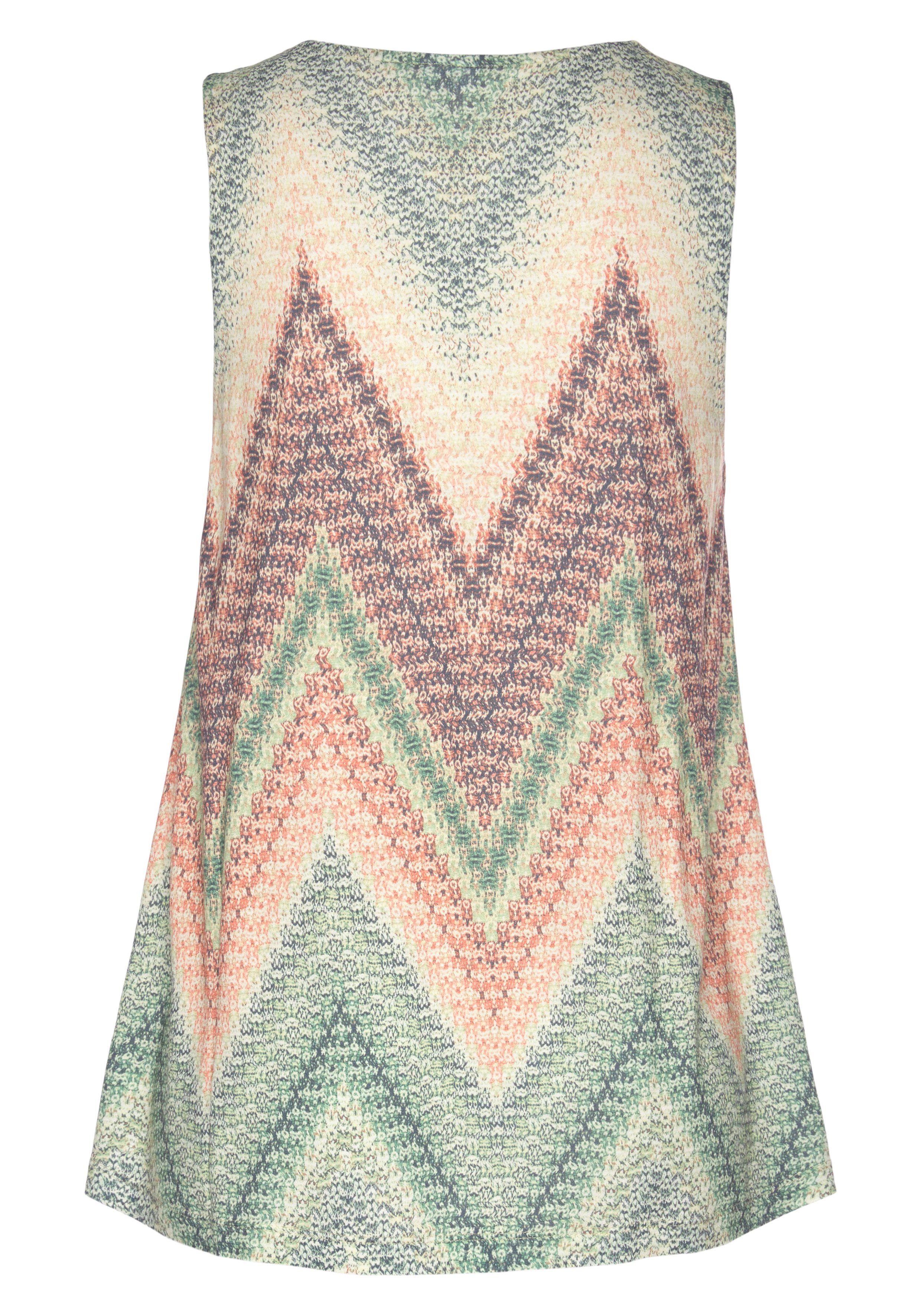 Lascana Tanktop met alloverprint en v-hals, zomers blousetop