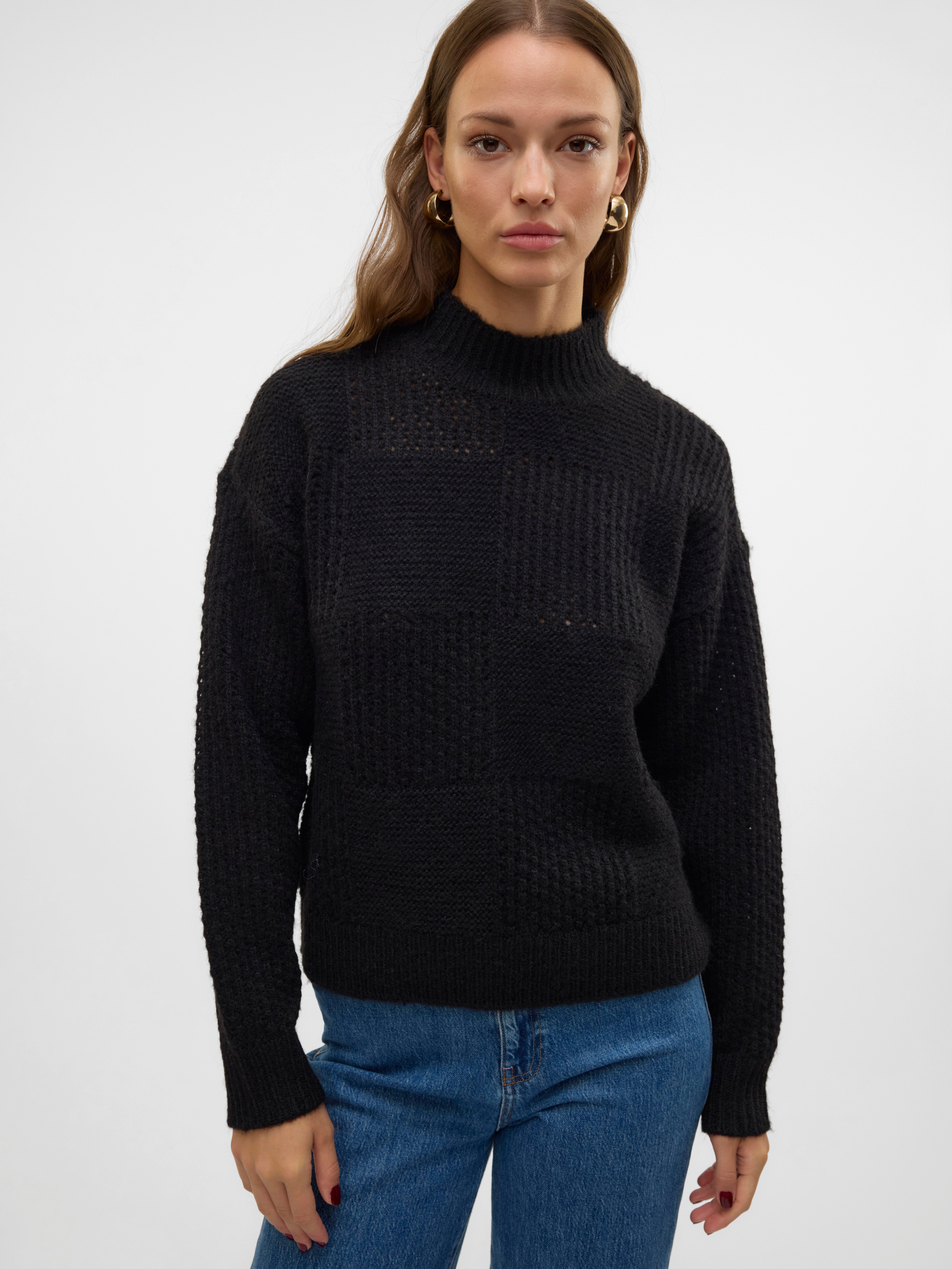 Vero Moda Gebreide trui VMMOON LS HIGHNECK PULLOVER GA BF