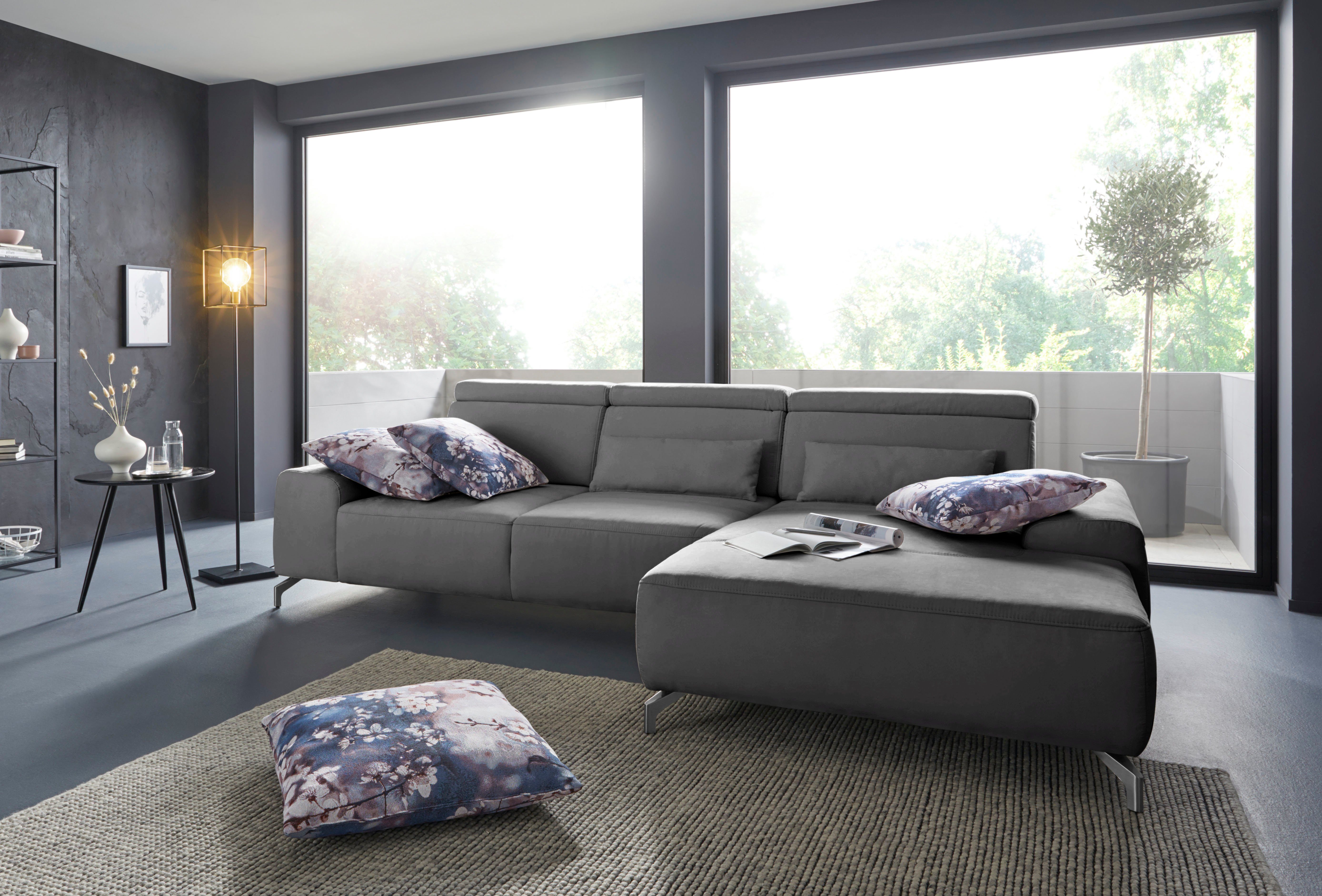 sit&more Hoekbank Gizeh L-vorm Poothoogte 12 cm, inclusief zitdiepteverstelling en verstelbare hoofdsteun