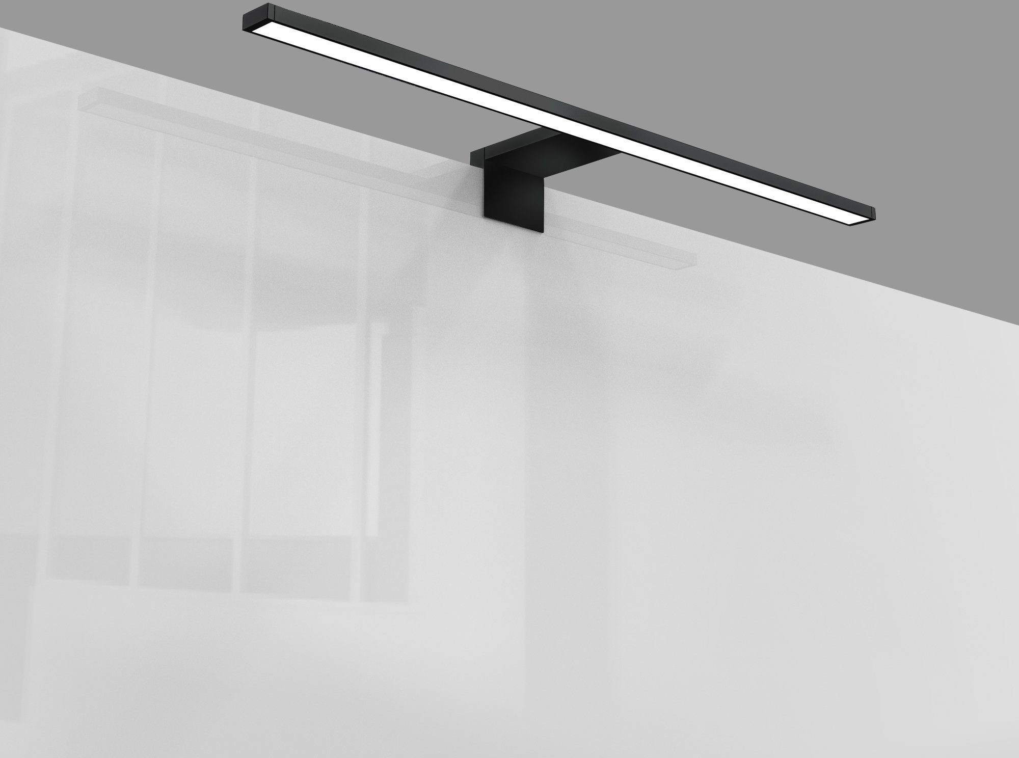 B.K.Licht Spiegellamp BK_SP1406 Badkamerlamp, spiegellamp, 60 cm breed, zwart 8w, 4.000k neutraal wit licht, ip44, spatwaterbescherming (1 stuk)