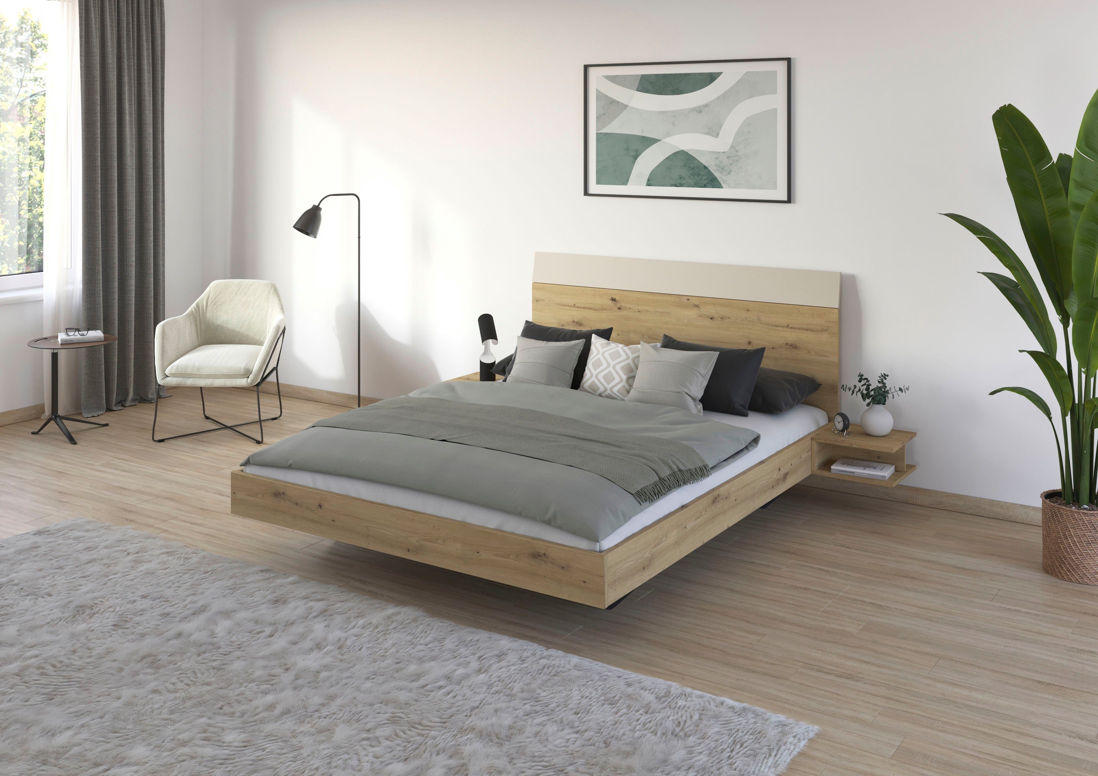 rauch Slaapkamerserie Monza met schuifdeurkast breedte 218 cm, bedcombinatie in 2 breedtes