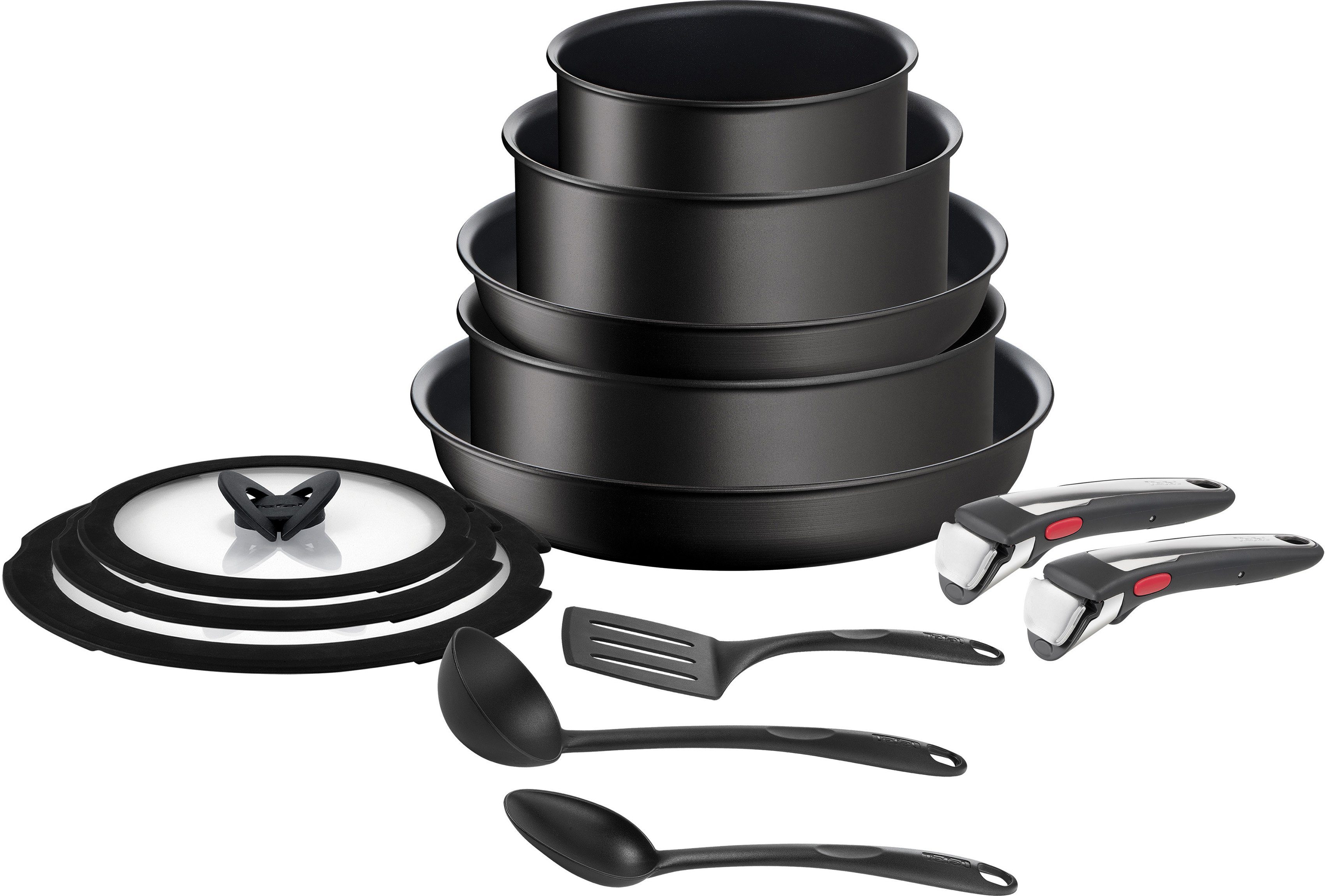 Tefal Pannenset Ingenio Unlimited On pannen en potten inductiegeschikt, antiaanbak Thermo-signaal, afneembare handgreep, geschikt voor alle kookplaten