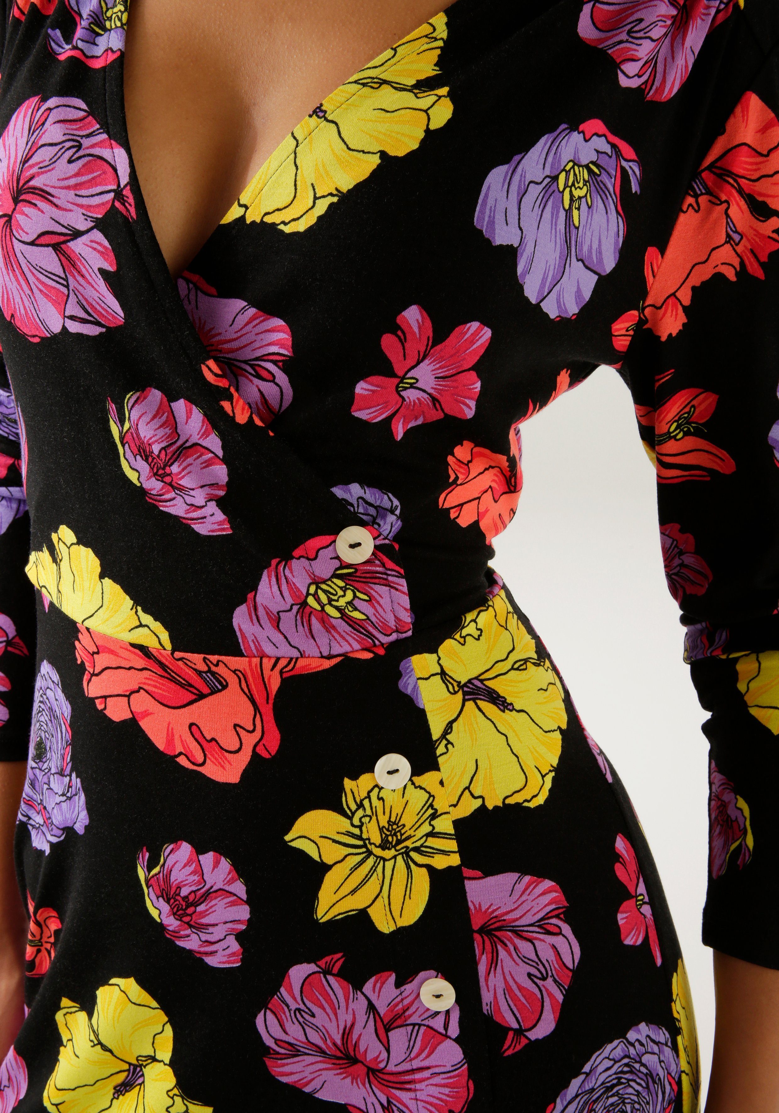 Aniston CASUAL Jerseyjurk met kleurrijke bloemen gedessineerd