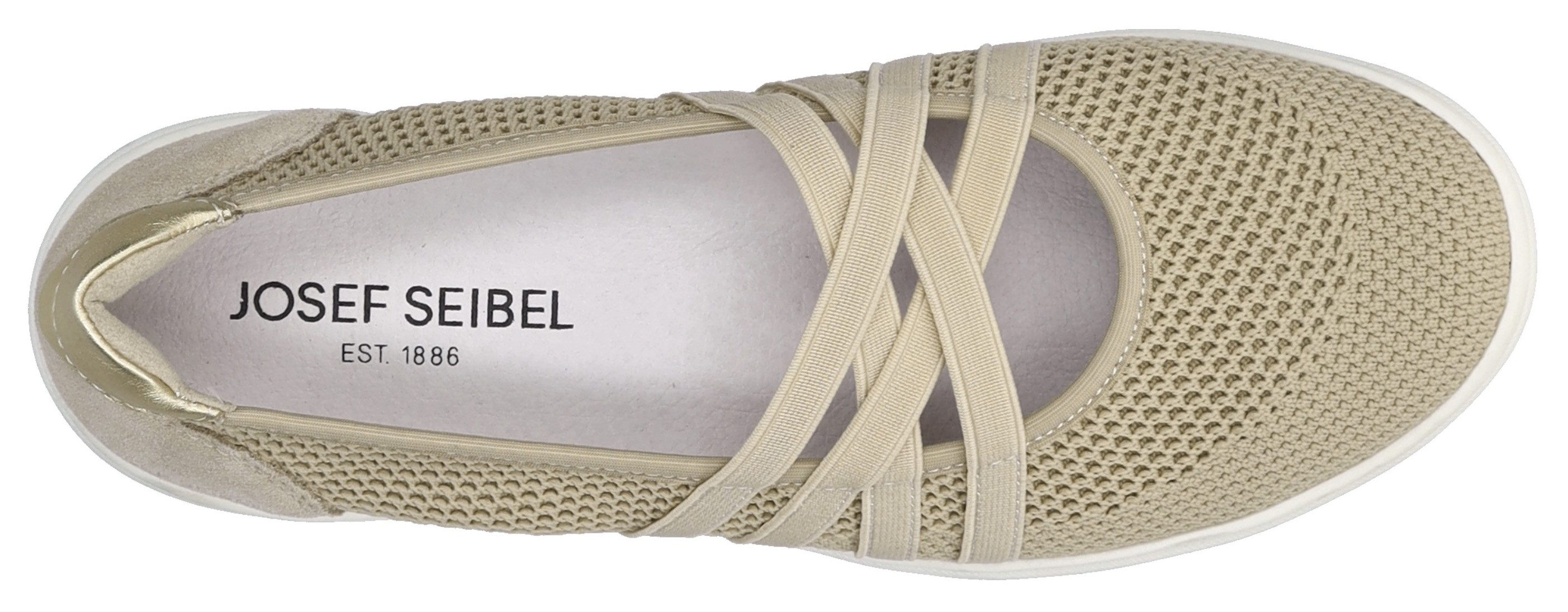 Josef Seibel Ballerina's met riempje Caren 67 , slipper, sneaker, instapschoen met metallic inzet op de hiel
