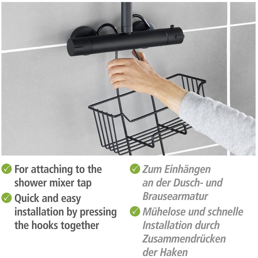 WENKO Badkamerrekje Modell Milo Douche-caddy, 2 etages, om in te hangen zonder boren, roestvrij staal
