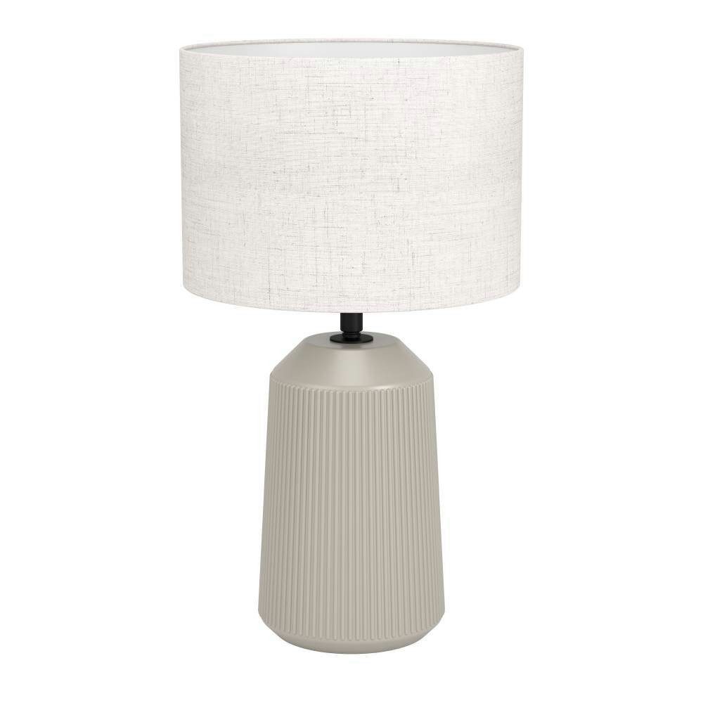 EGLO Tafellamp CAPALBIO Nachtkastlamp, keramiek in zandkleur en textiel in wit, E27 fitting (1 stuk)