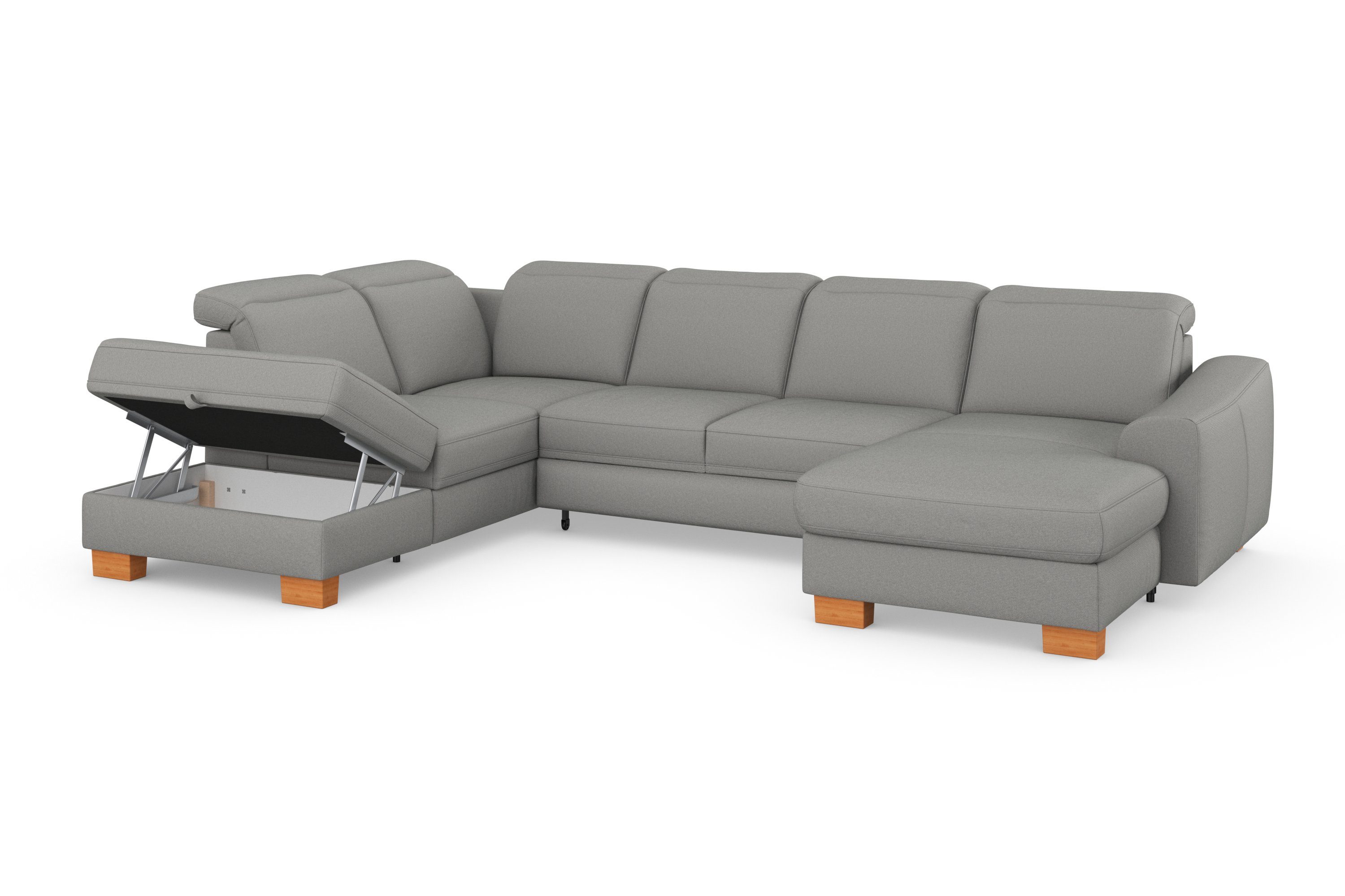 sit&more Zithoek Dundee U-vorm met binnenvering en massief houten poten, naar keuze met verstelbare hoofdsteun