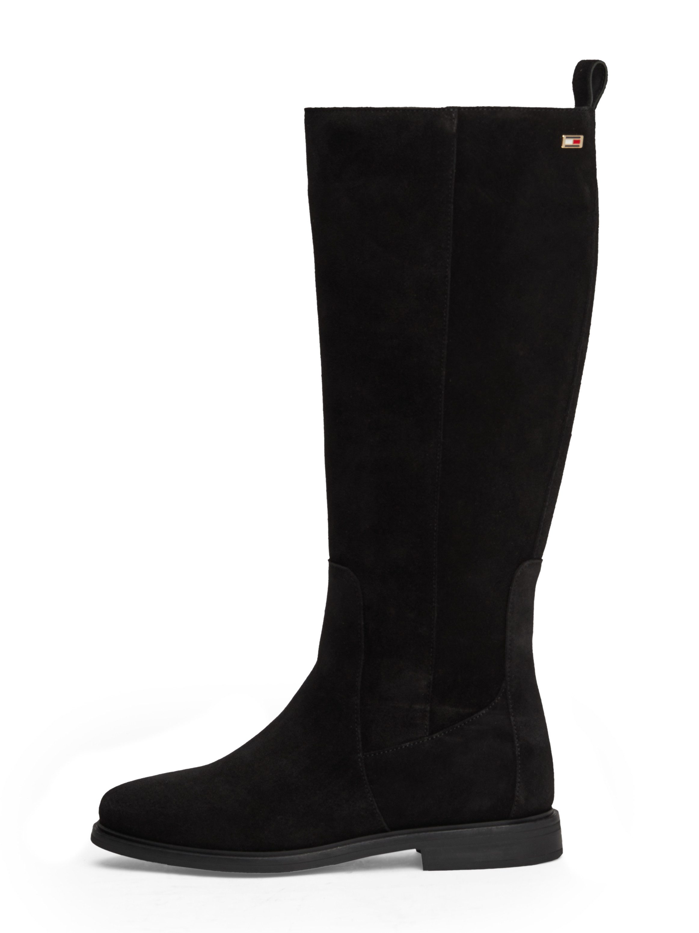 Tommy Hilfiger Laarzen FLAG SUEDE LONG BOOT ZIP , blokhak, lange laarzen, businesslaarzen met klein logo