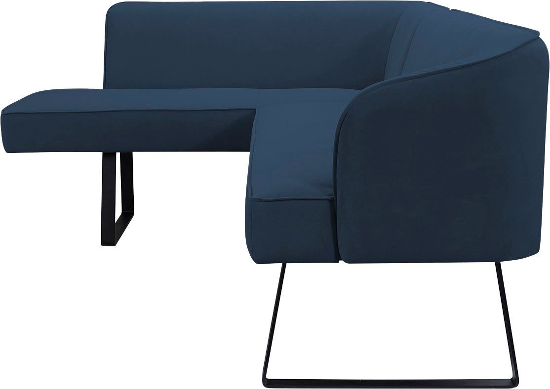 exxpo - sofa fashion Hoekbank Americano met opstaande naad en metalen poten, bekleding in verschillende kwaliteiten