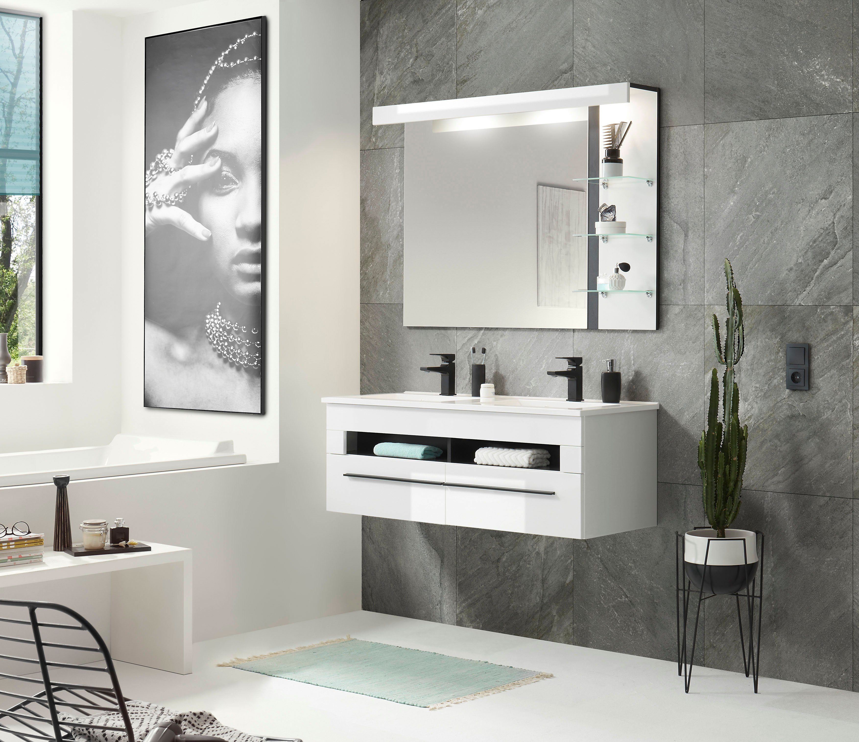 INOSIGN Badkamerserie Cantara, Bad im modernen Design, 2-teiliges Badezimmer Hoogglanzende fronten (set, 2-delig)