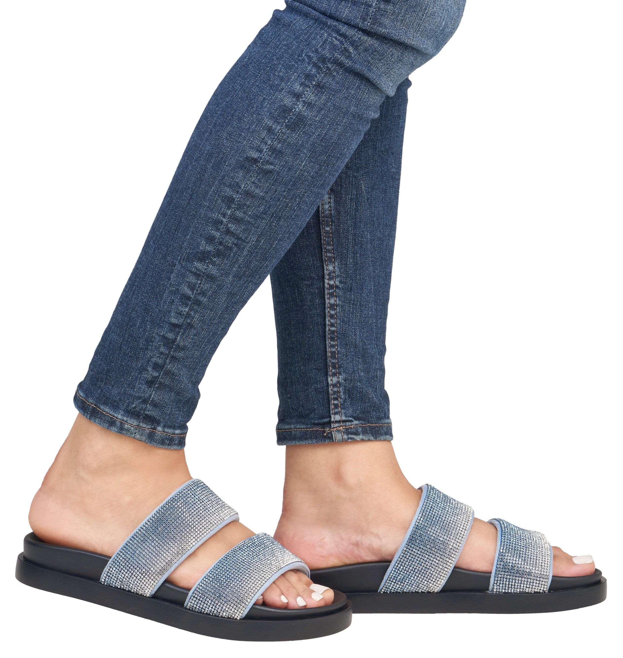 RIEKER Sport Slippers , zomer schoen, strand schoen, slippers, poolslides in glitter-look