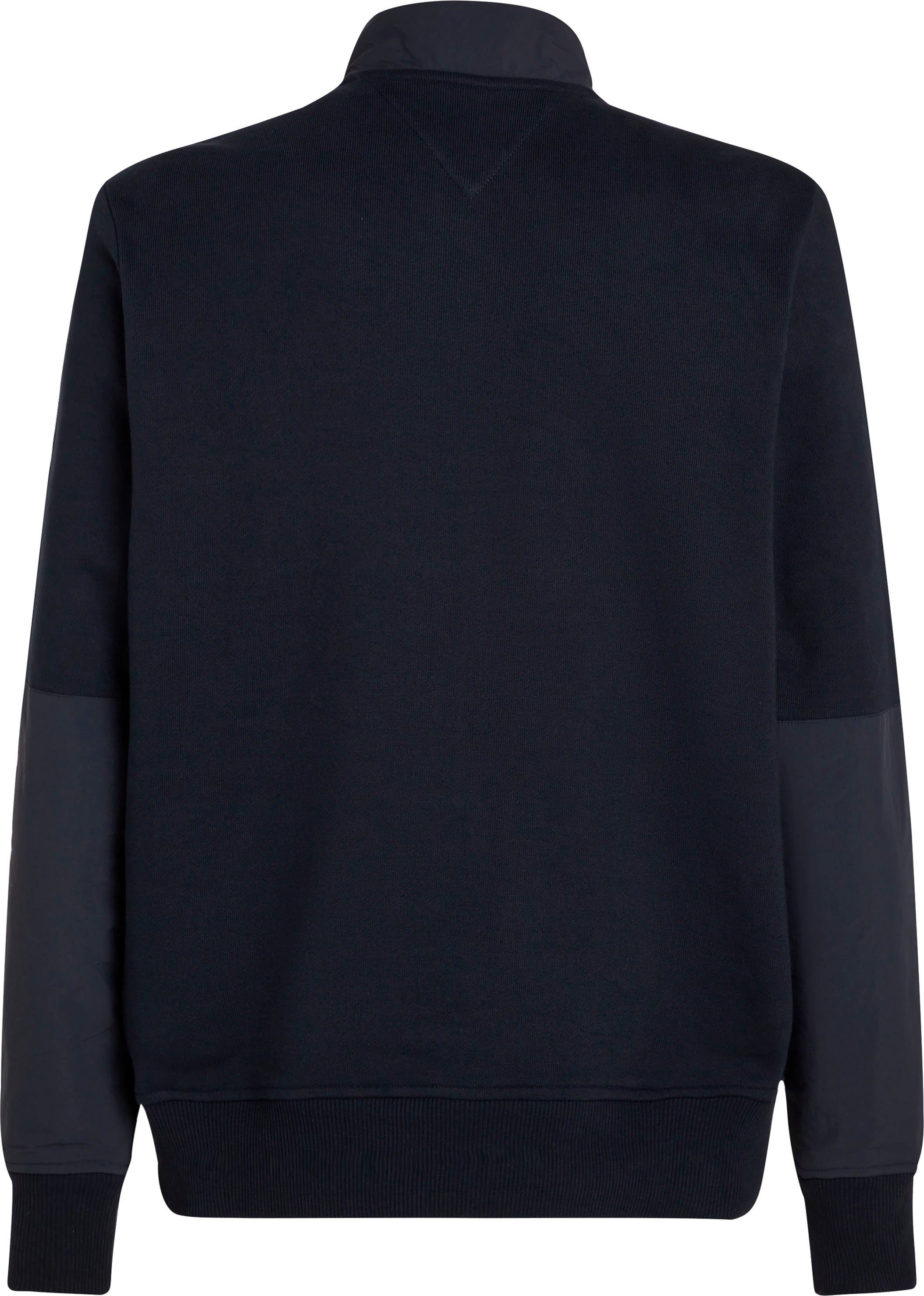 Tommy Hilfiger Sweatshirt MONOTYPE MIX MEDIA HALF ZIP met inzetten in andere materialen